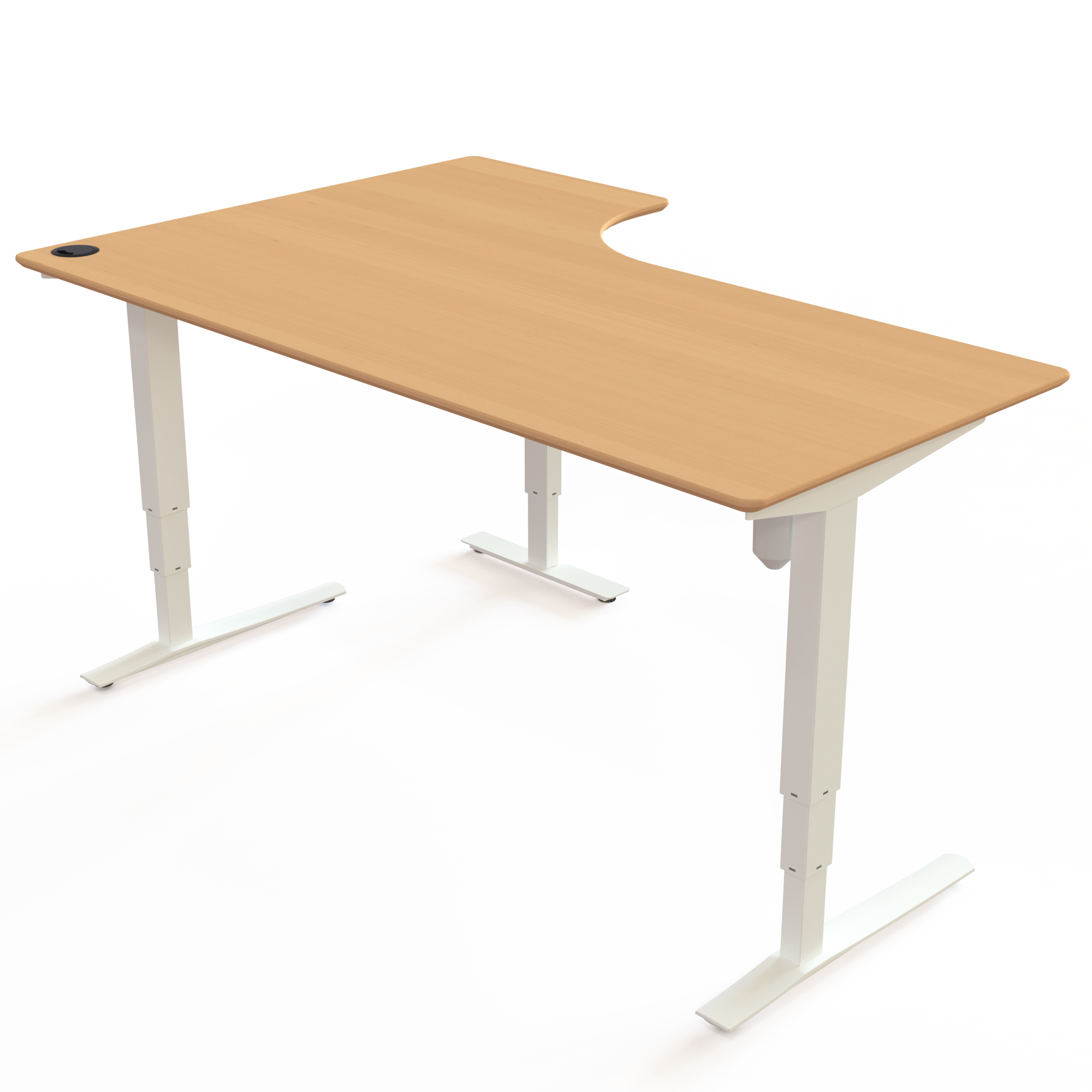 Electric Adjustable Desk | 180x120 cm | Beech with white frame