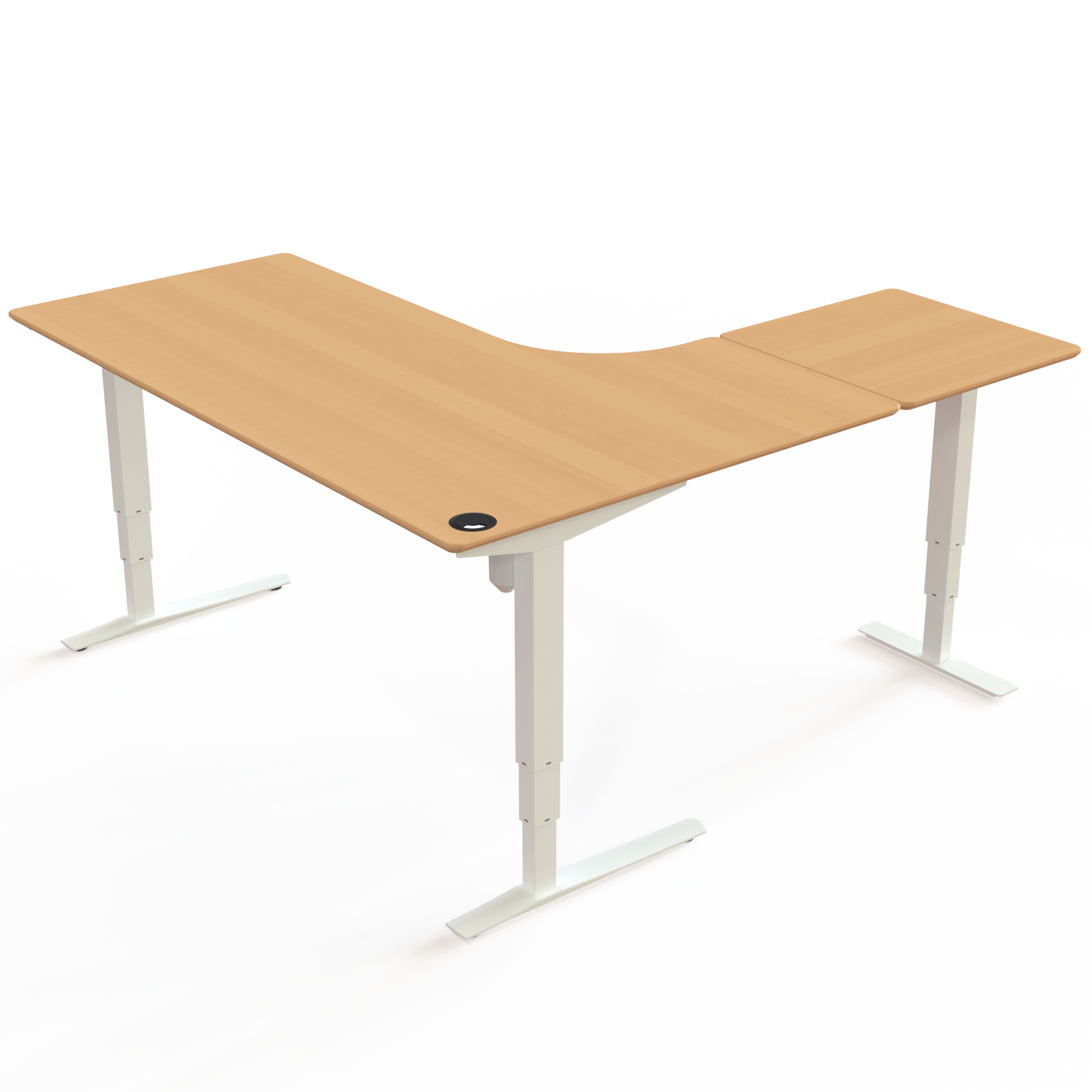 Electric Adjustable Desk | 180x180 cm | Beech with white frame