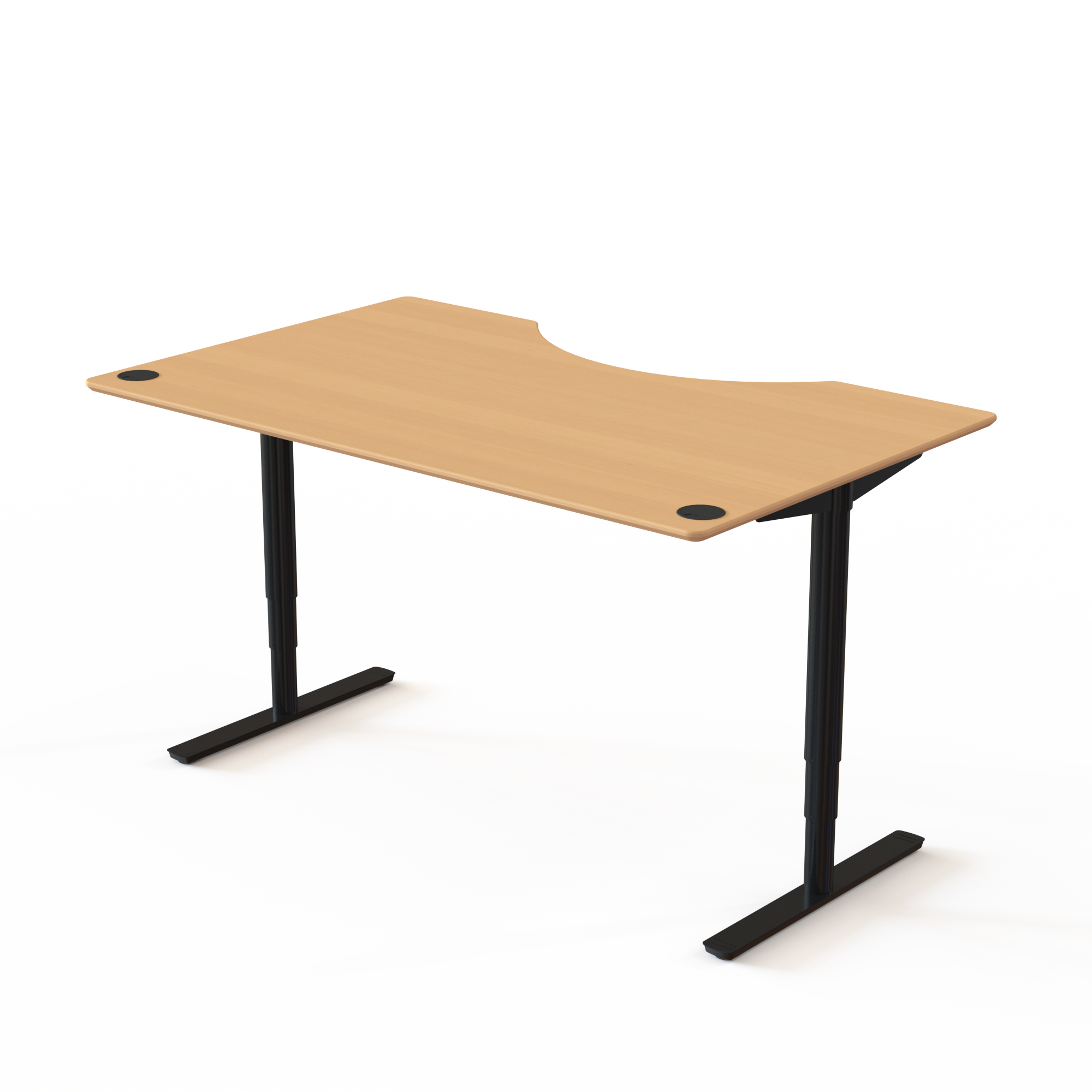 Electric Adjustable Desk | 160x100 cm | Beech with black frame