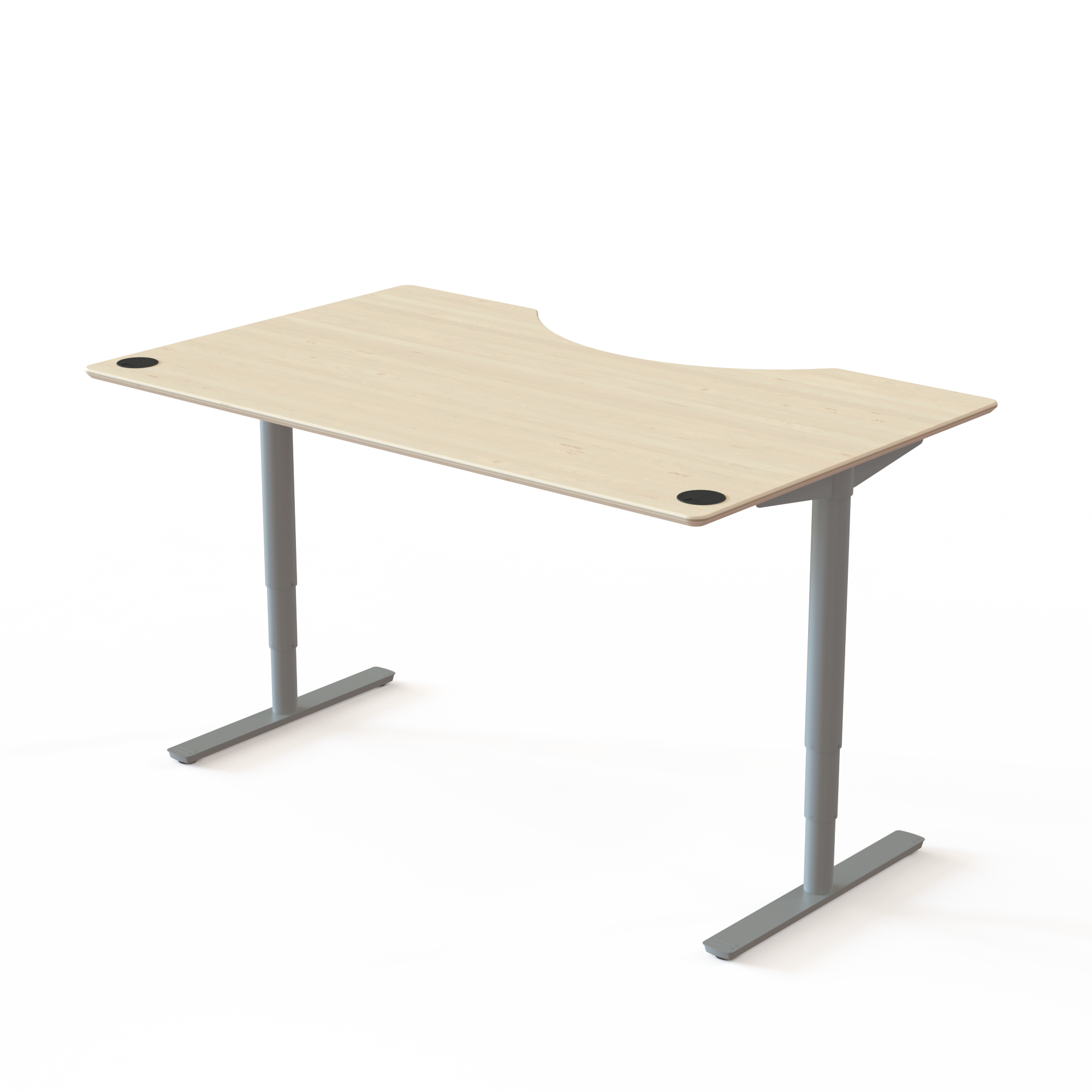 Electric Adjustable Desk | 160x100 cm | Maple with silver frame