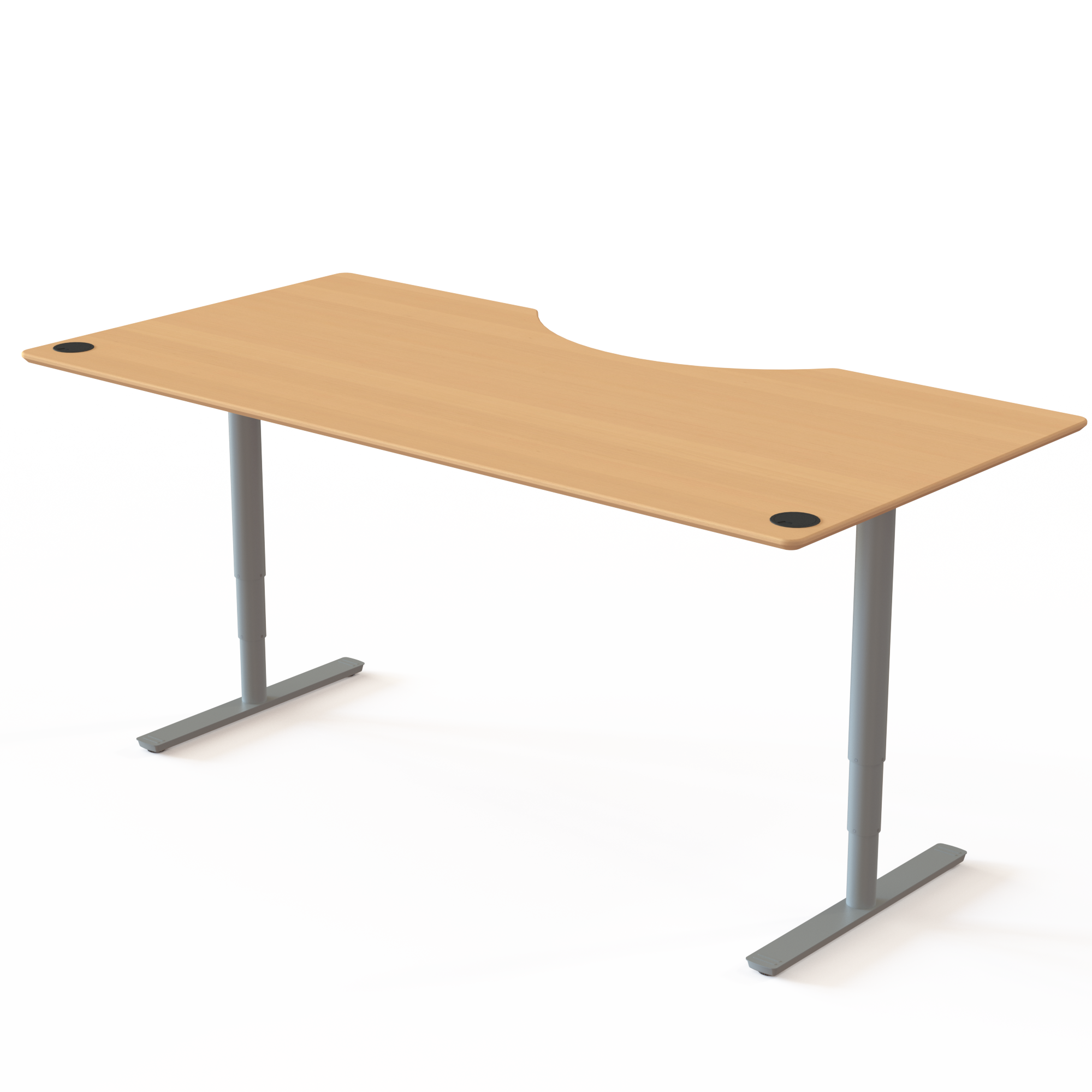 Electric Adjustable Desk | 200x100 cm | Beech with silver frame