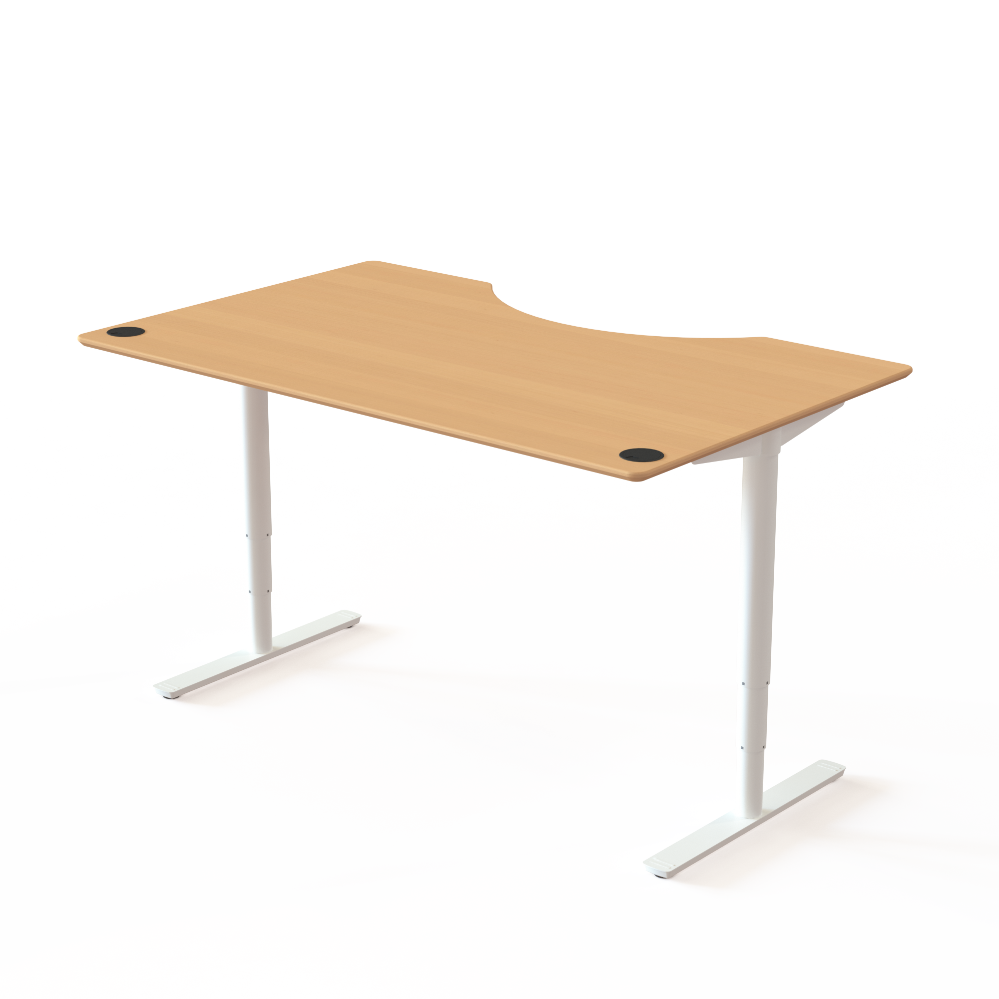 Electric Adjustable Desk | 160x100 cm | Beech with white frame