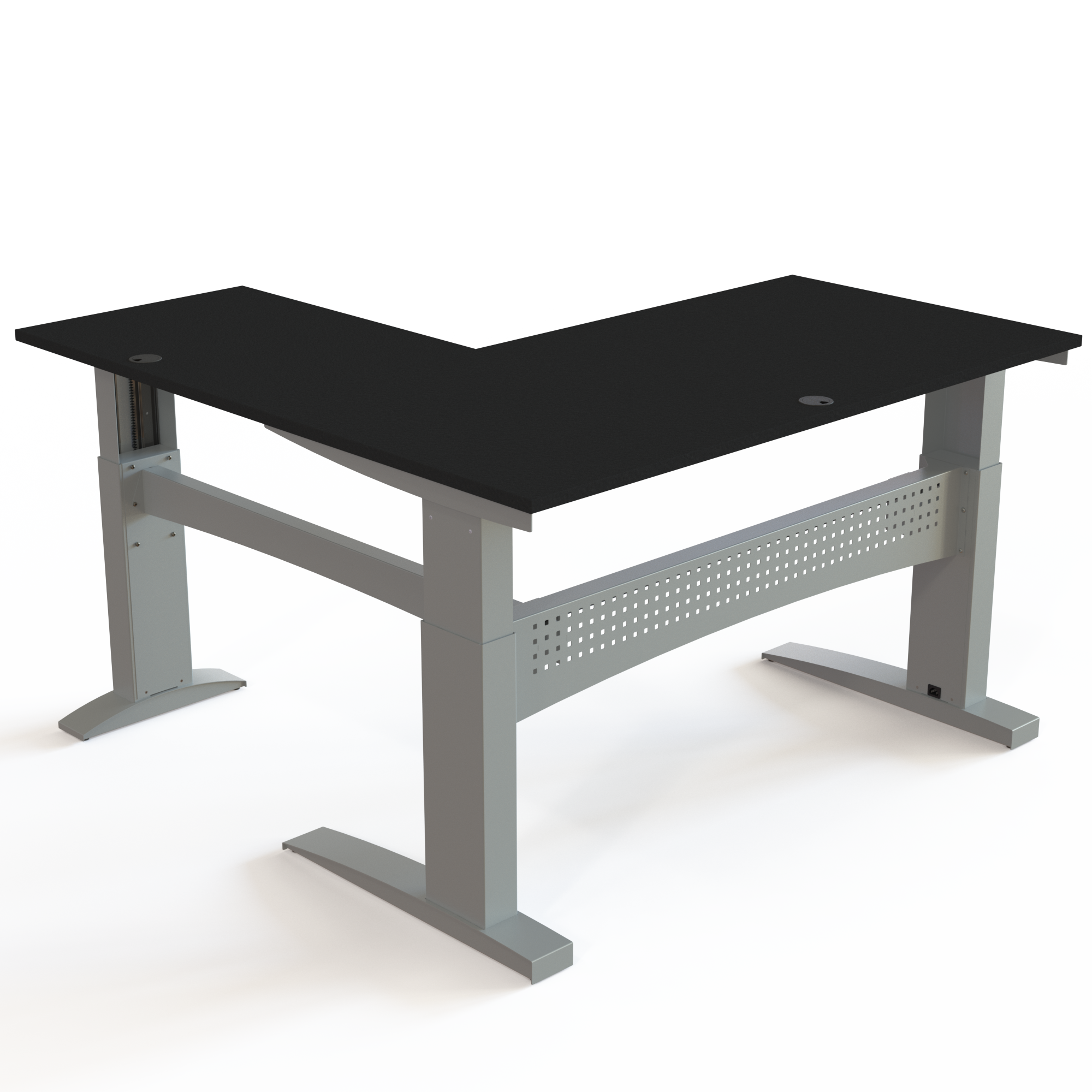 Electric Adjustable Desk | 160x160 cm | Black  with silver frame