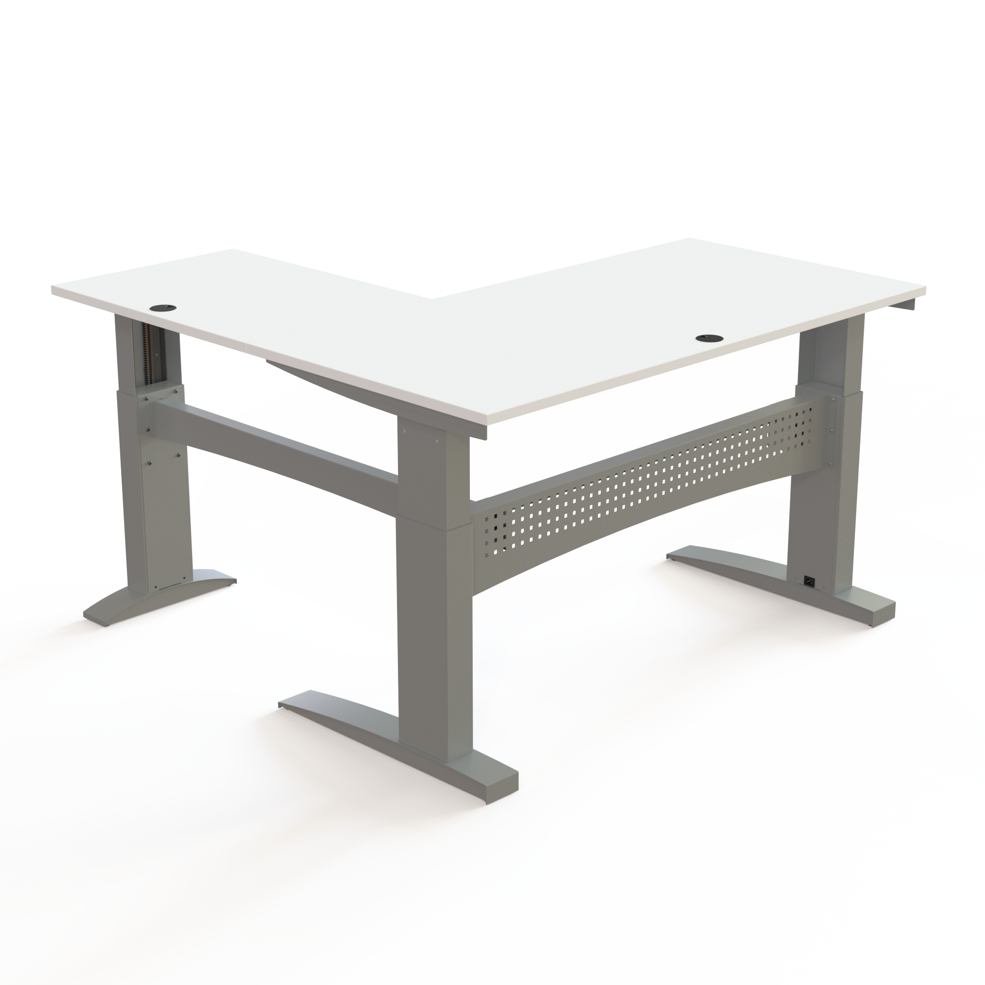 Electric Adjustable Desk | 160x160 cm | White with silver frame