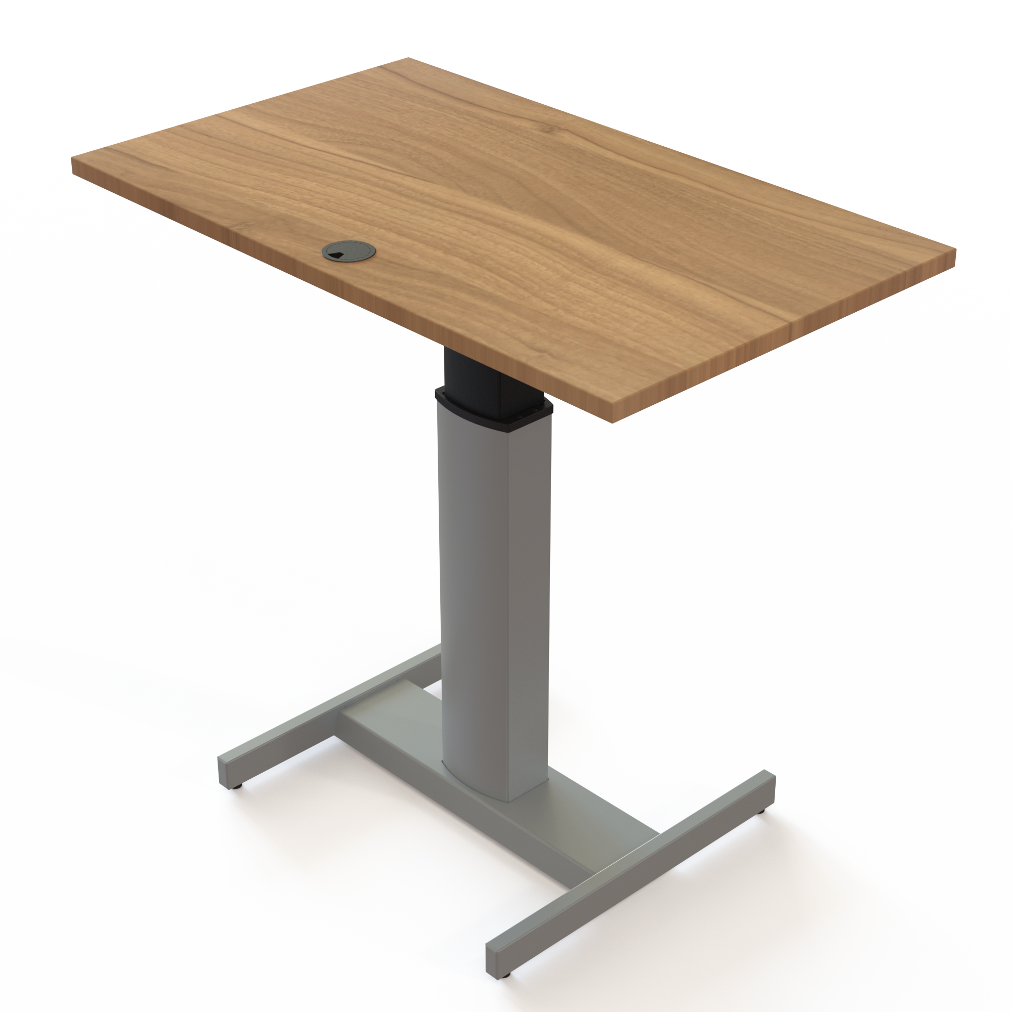 Electric Adjustable Desk | 100x60 cm | Walnut with silver frame