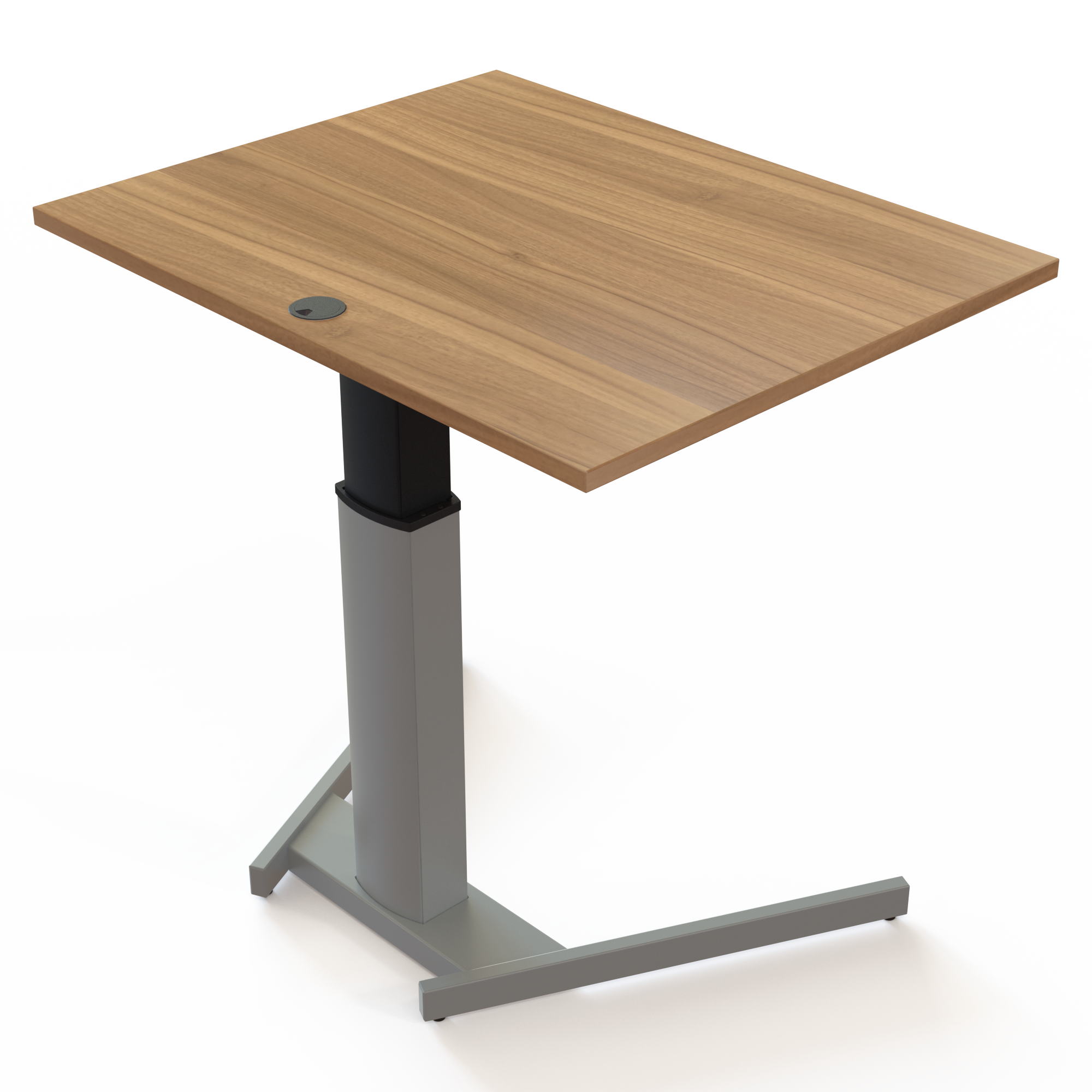 Electric Adjustable Desk | 100x80 cm | Walnut with silver frame