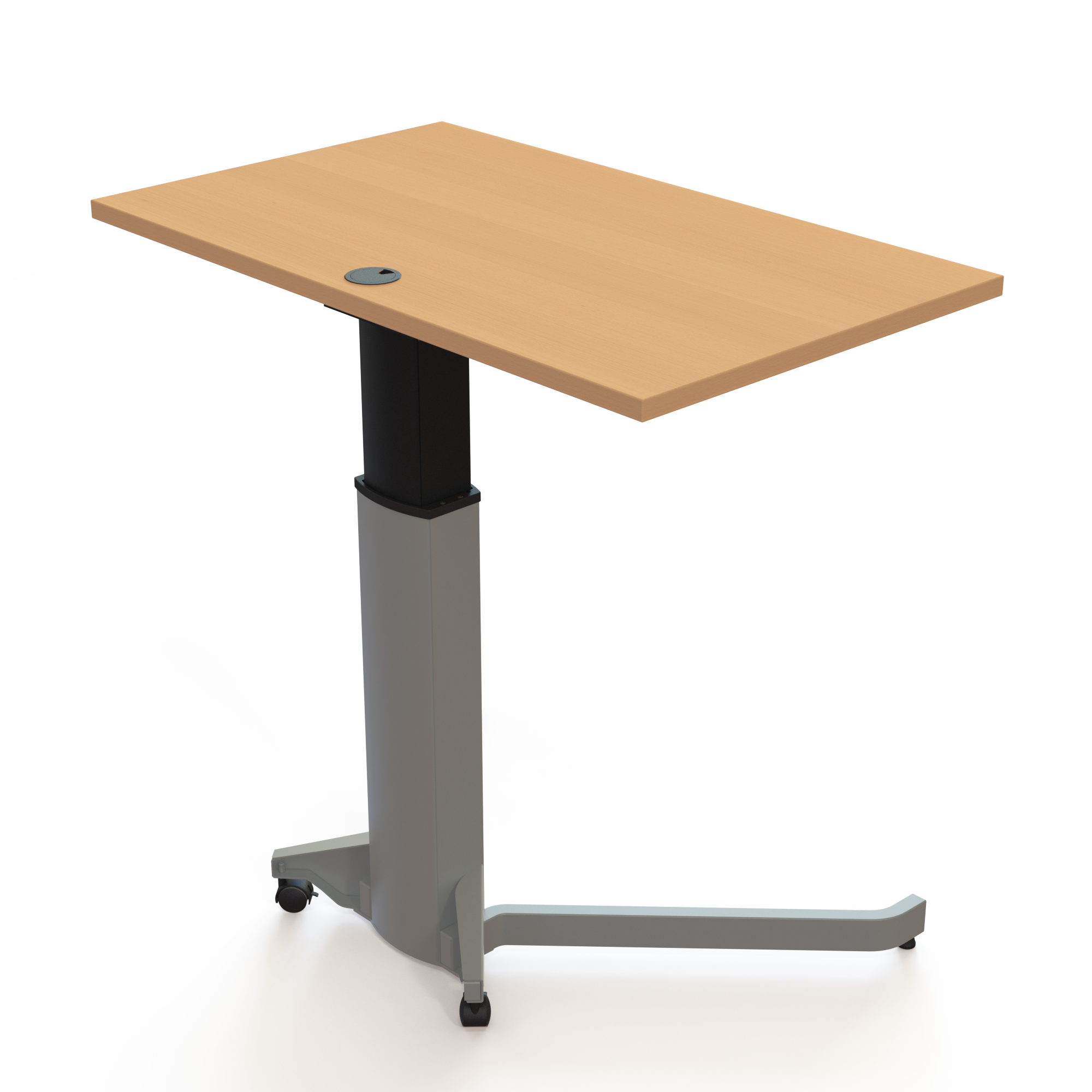 Electric Adjustable Desk | 100x60 cm | Beech with silver frame