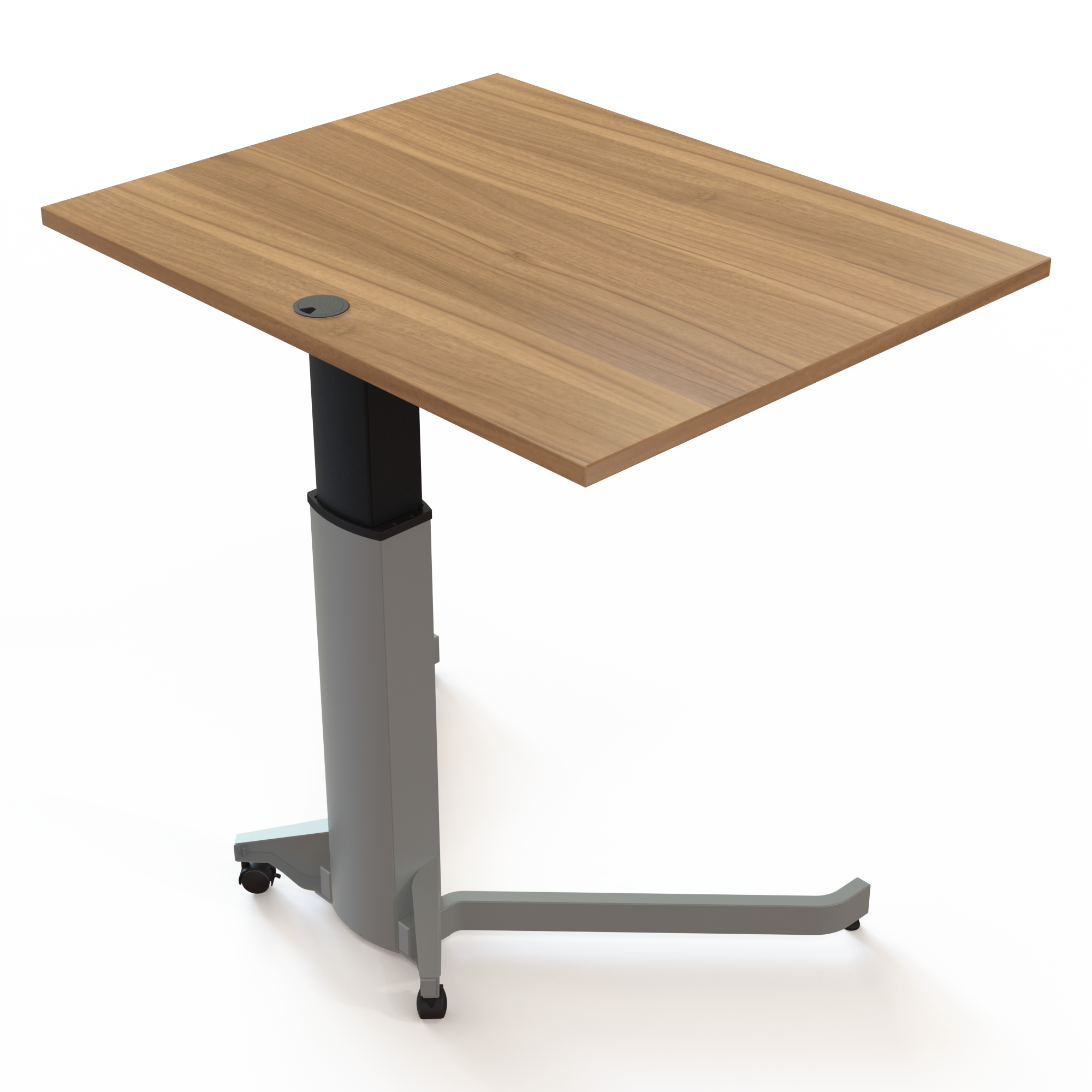 Electric Adjustable Desk | 100x80 cm | Walnut with silver frame