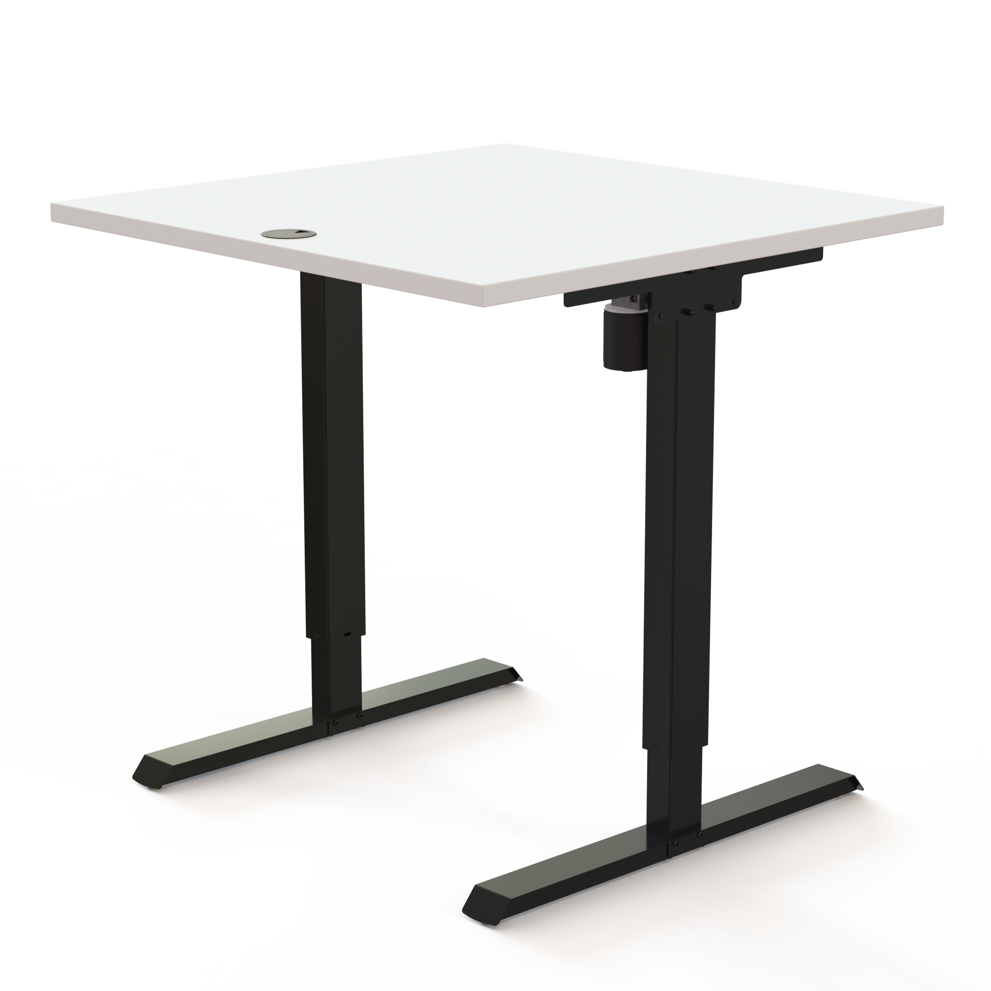 Electric Adjustable Desk | 80x80 cm | White with black frame