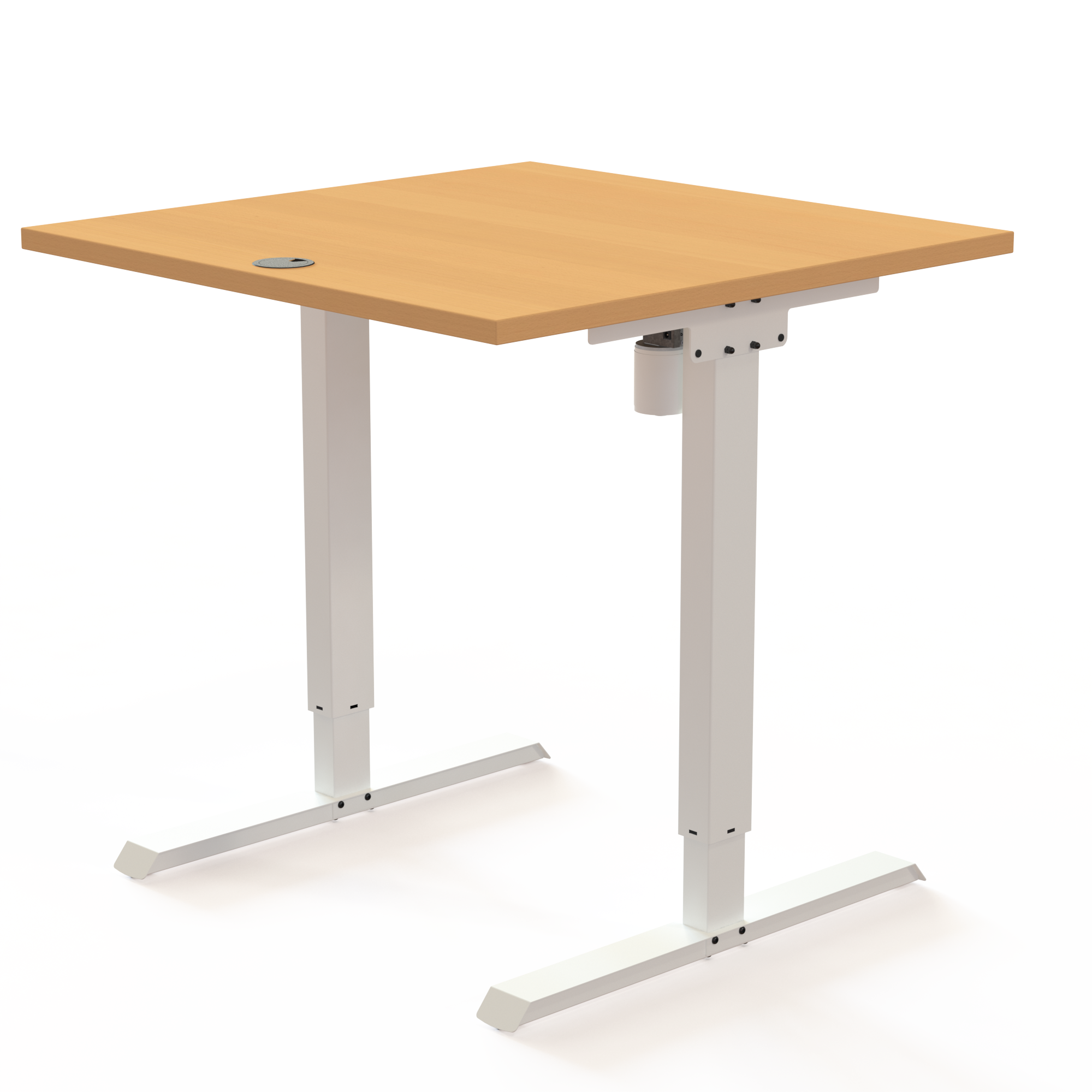 Electric Adjustable Desk | 80x80 cm | Beech with white frame