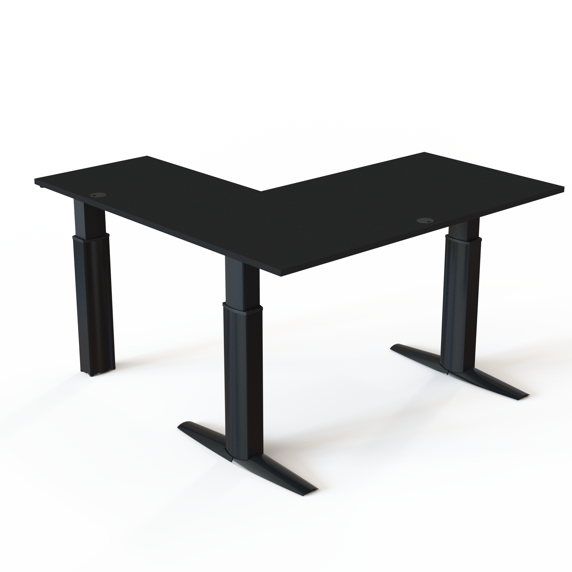 Electric Adjustable Desk | 160x160 cm | Black  with black frame