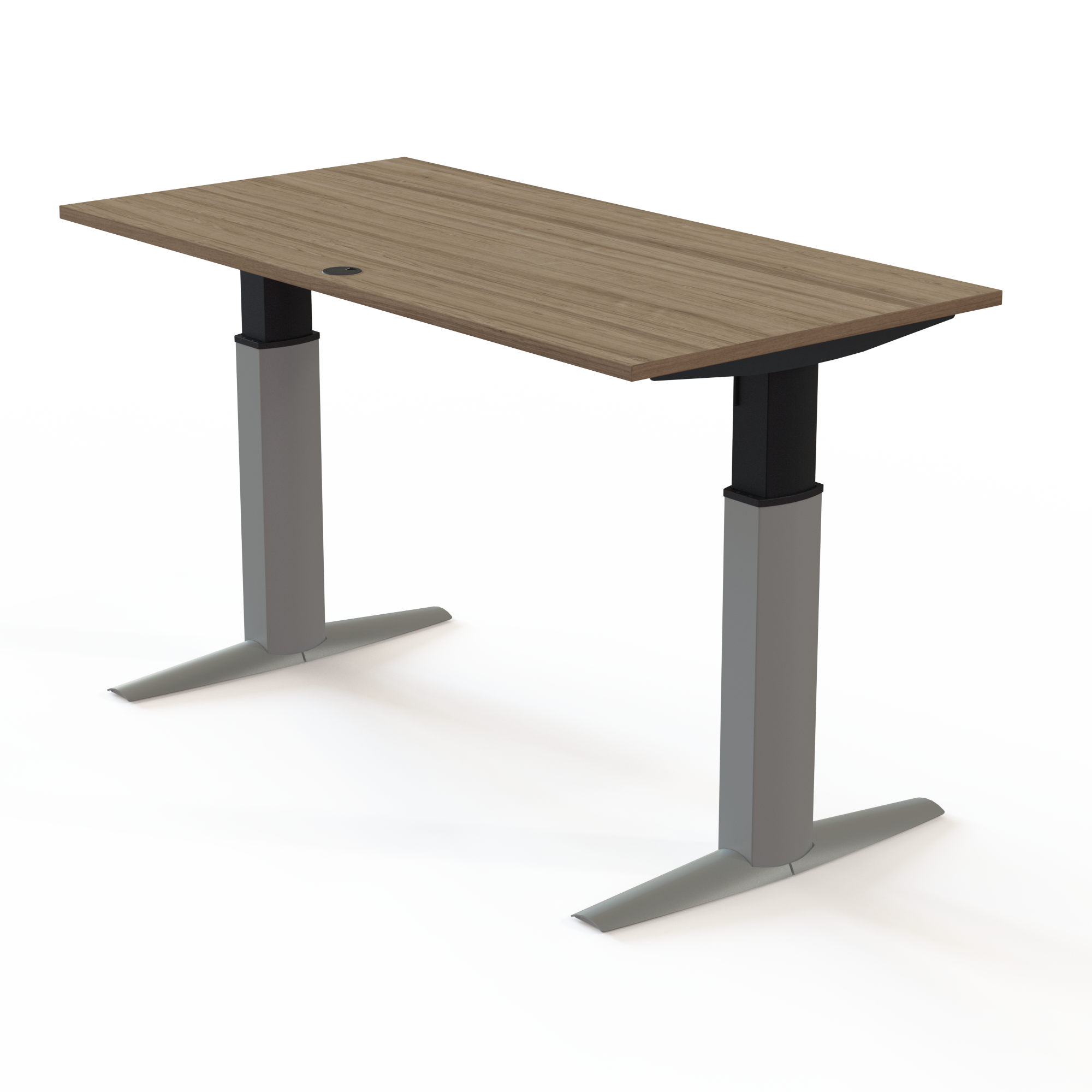 Electric Adjustable Desk | 160x80 cm | Walnut with silver frame