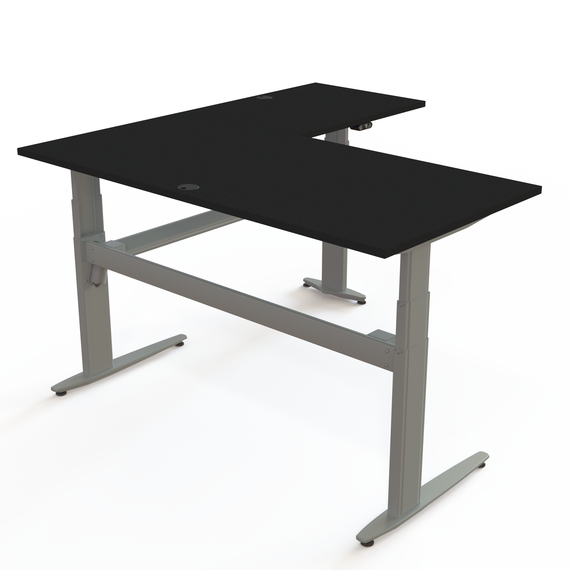 Electric Adjustable Desk | 160x160 cm | Black  with silver frame