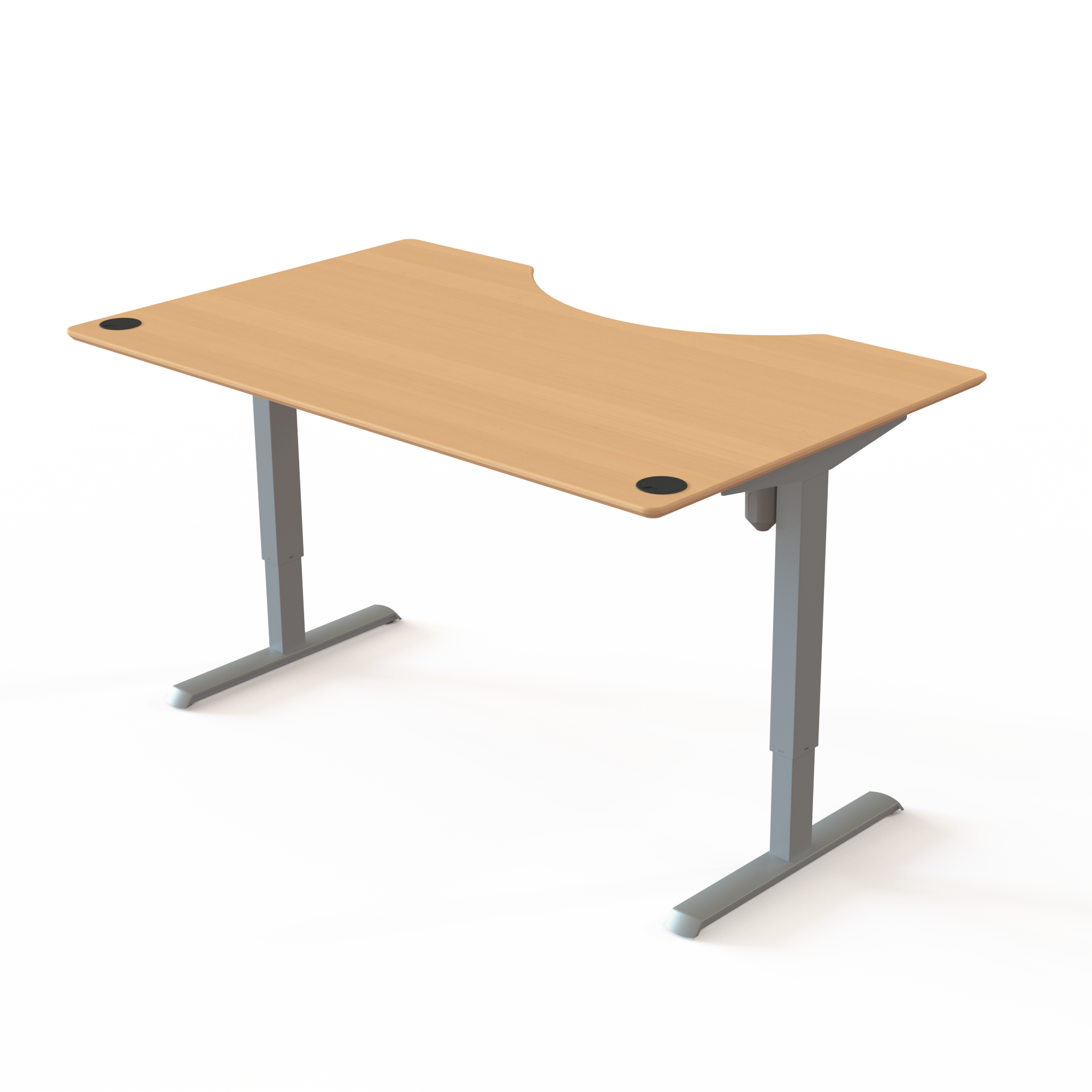 Electric Adjustable Desk | 160x100 cm | Beech with silver frame