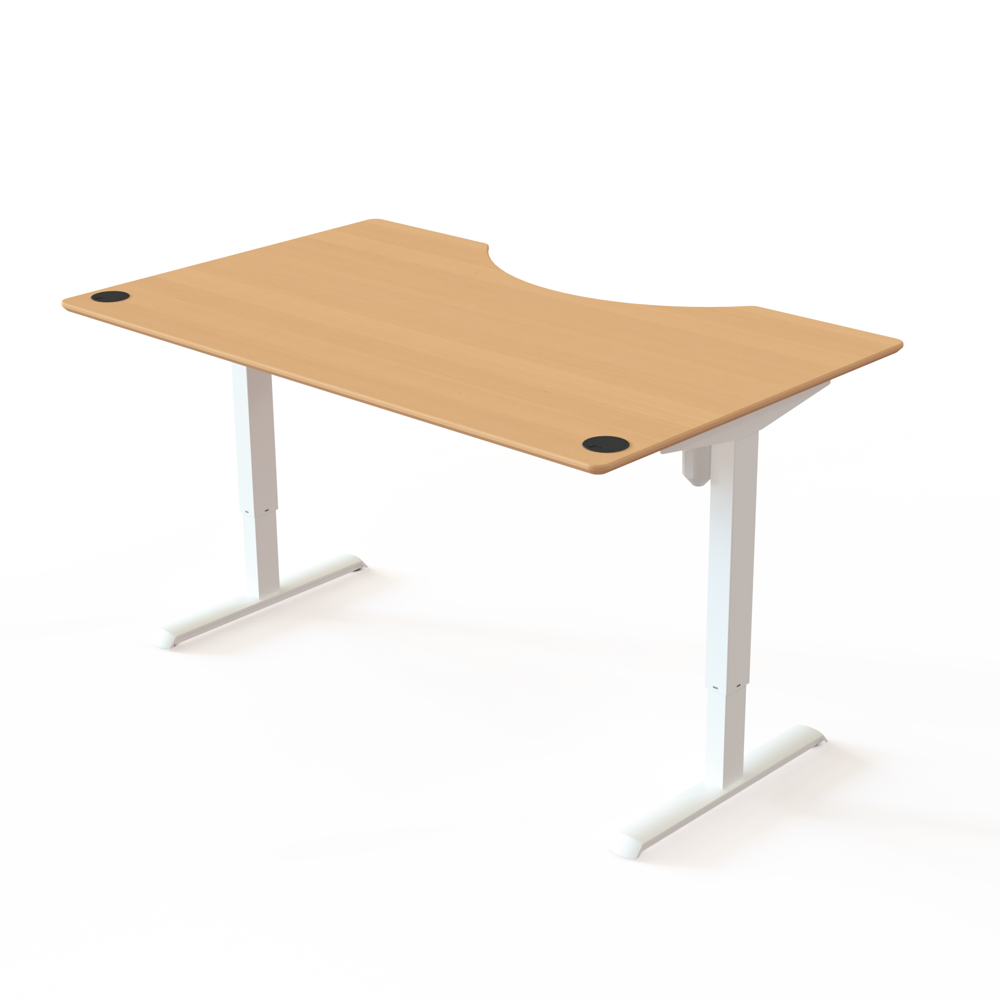 Electric Adjustable Desk | 160x100 cm | Beech with white frame