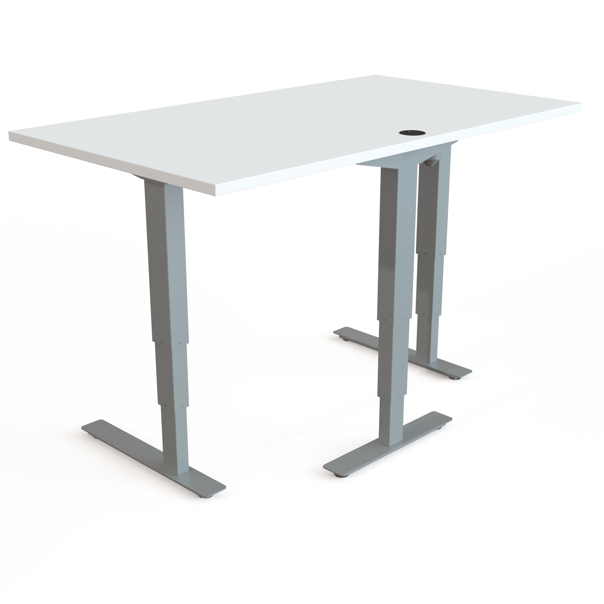 Electric Adjustable Desk | 140x80 cm | White with silver frame