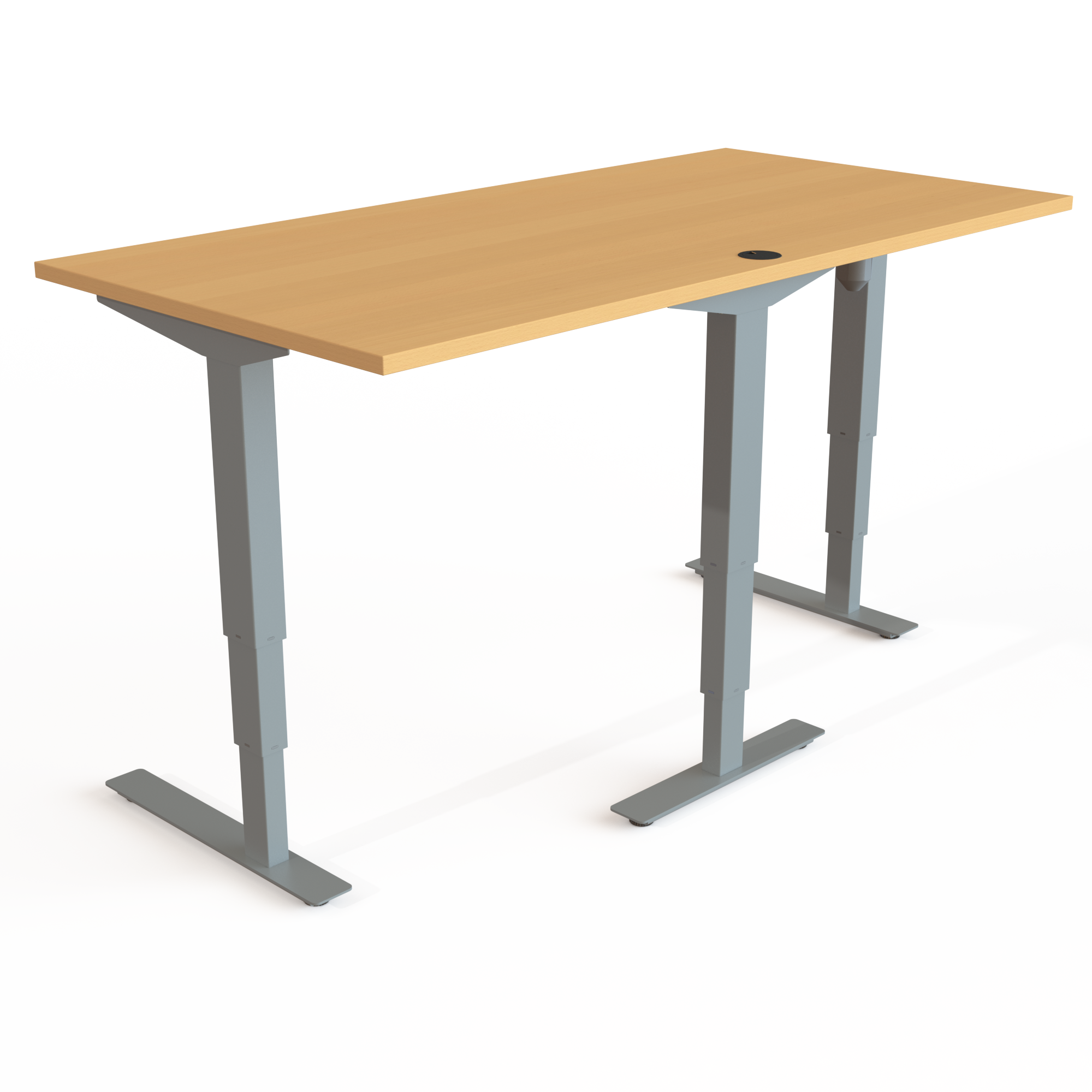 Electric Adjustable Desk | 160x80 cm | Beech with silver frame