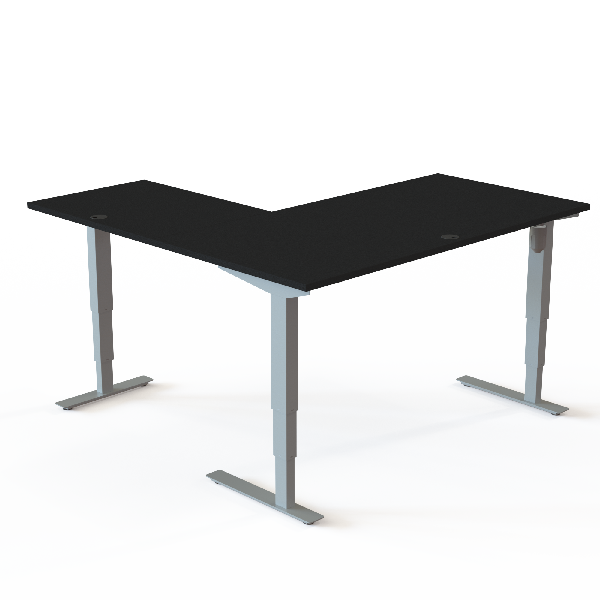 Electric Adjustable Desk | 160x160 cm | Black  with silver frame