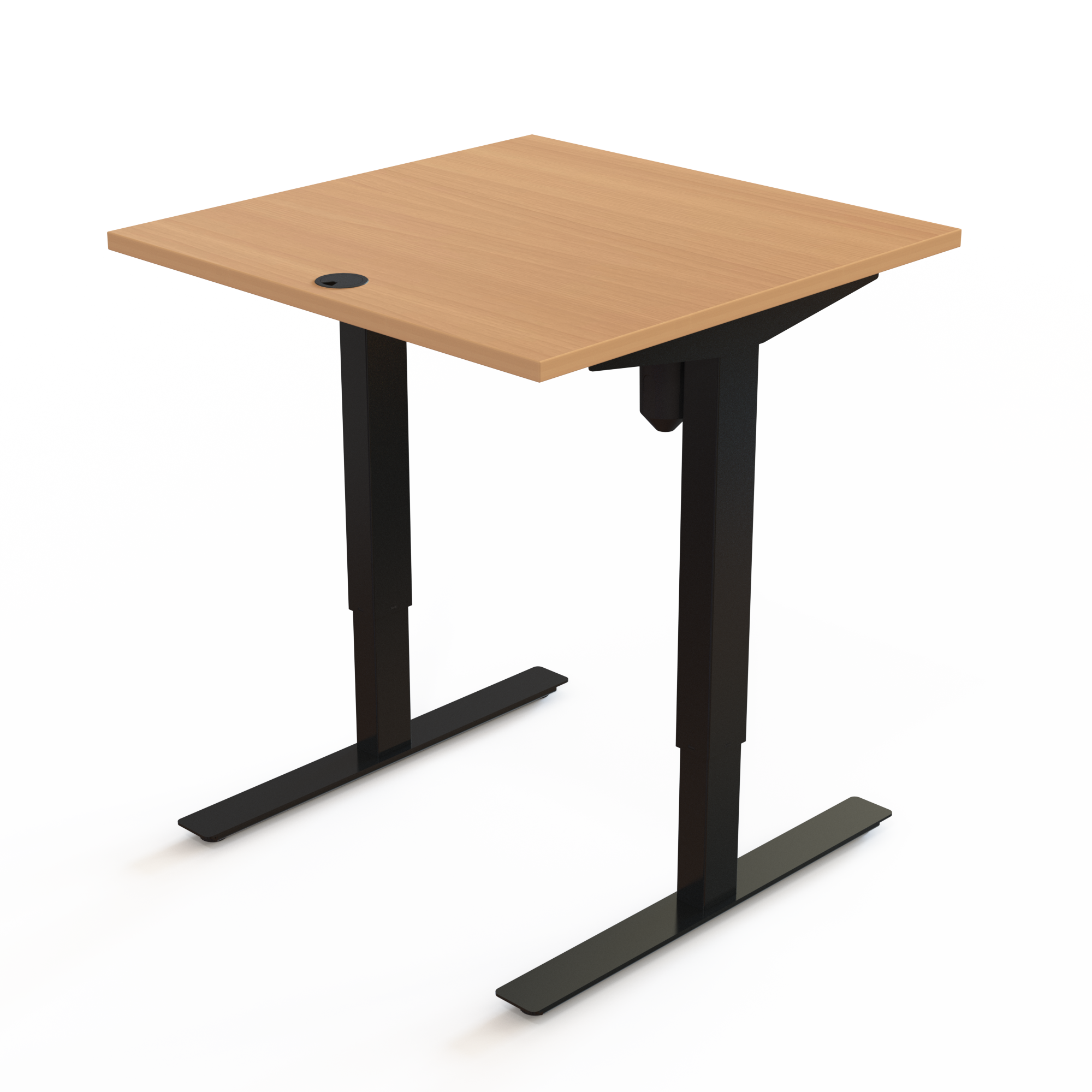 Height adjustable desk | 80x80 cm | Beech with black frame