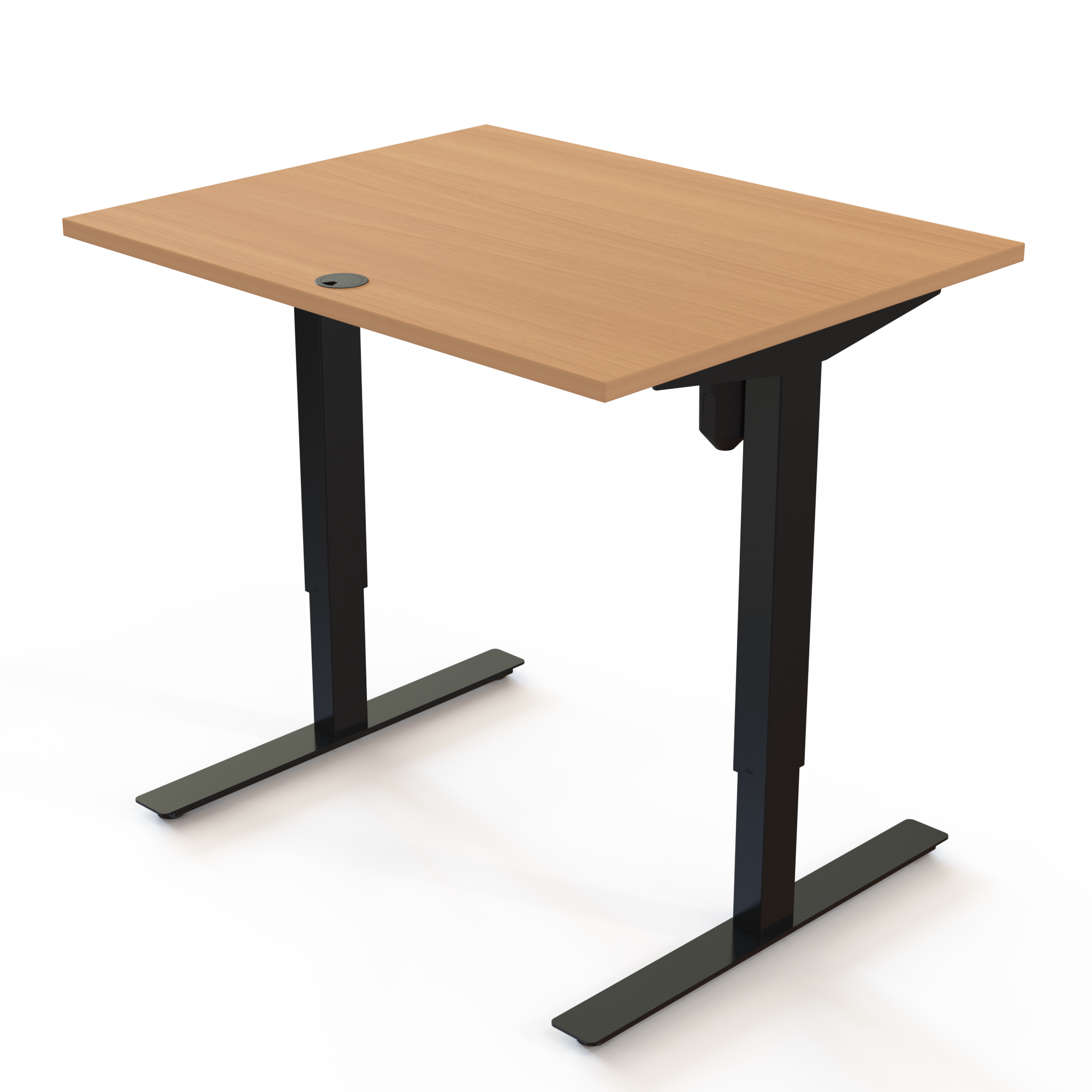 Height adjustable desk | 100x80 cm | Beech with black frame