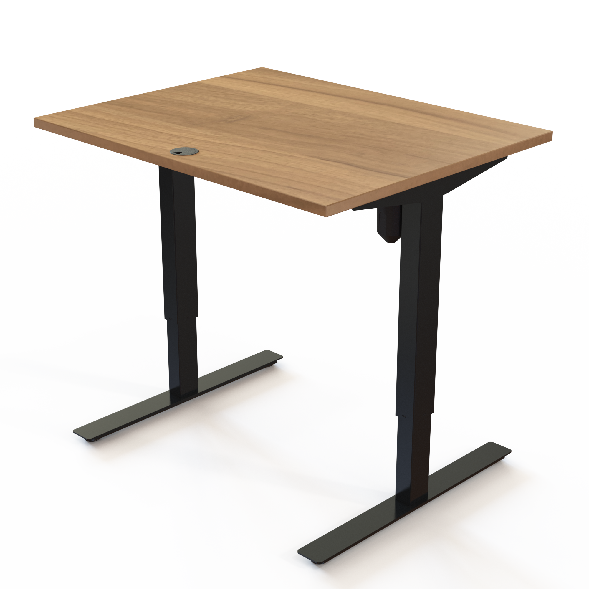 Height adjustable desk | 100x80 cm | Walnut with black frame