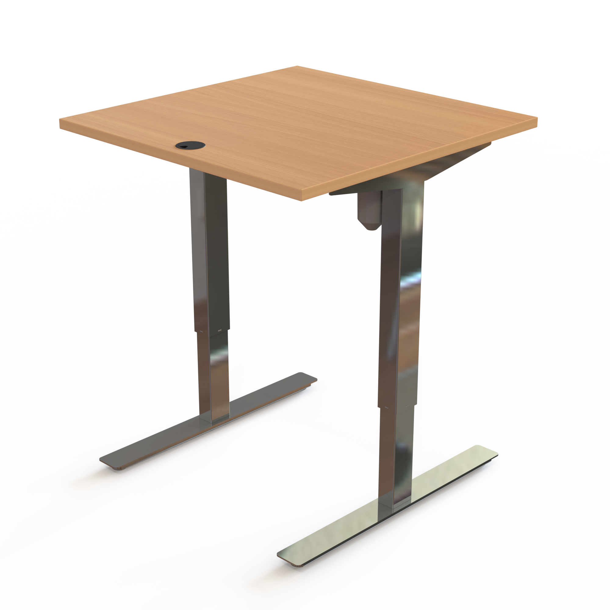 Height adjustable desk | 80x80 cm | Beech with chrome frame