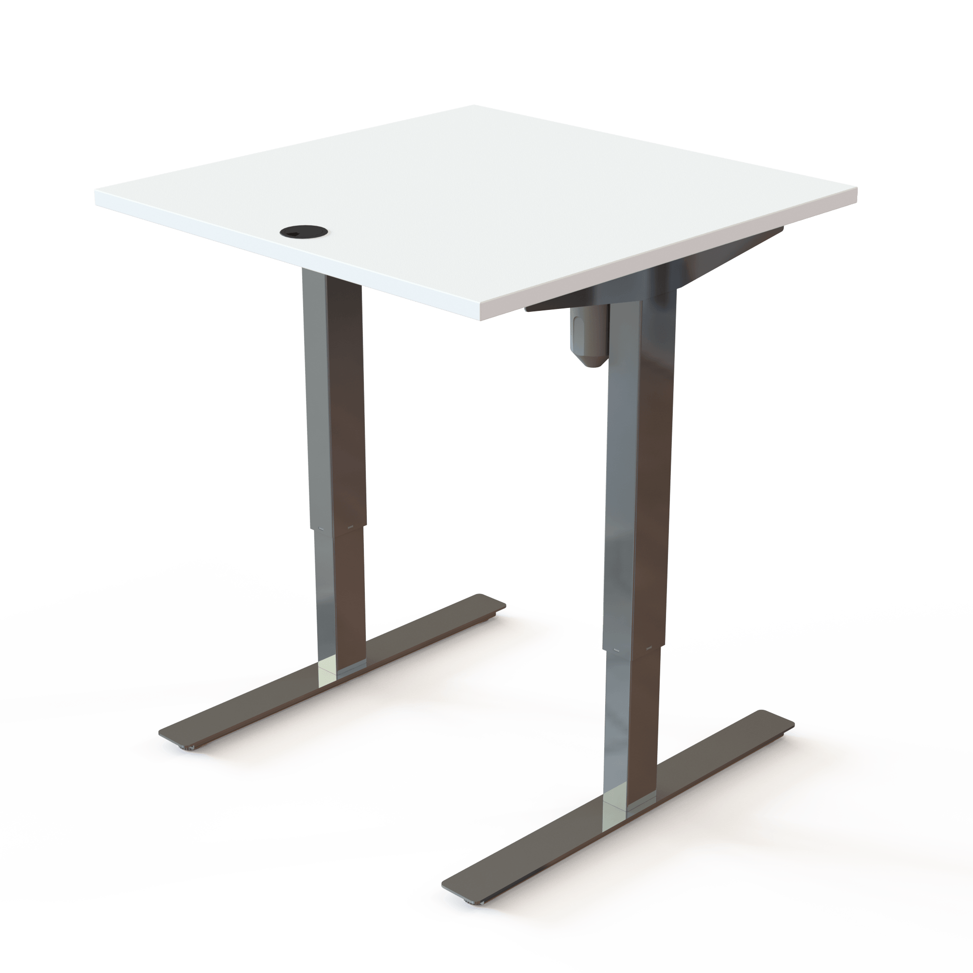 Height adjustable desk | 80x80 cm | White with chrome frame