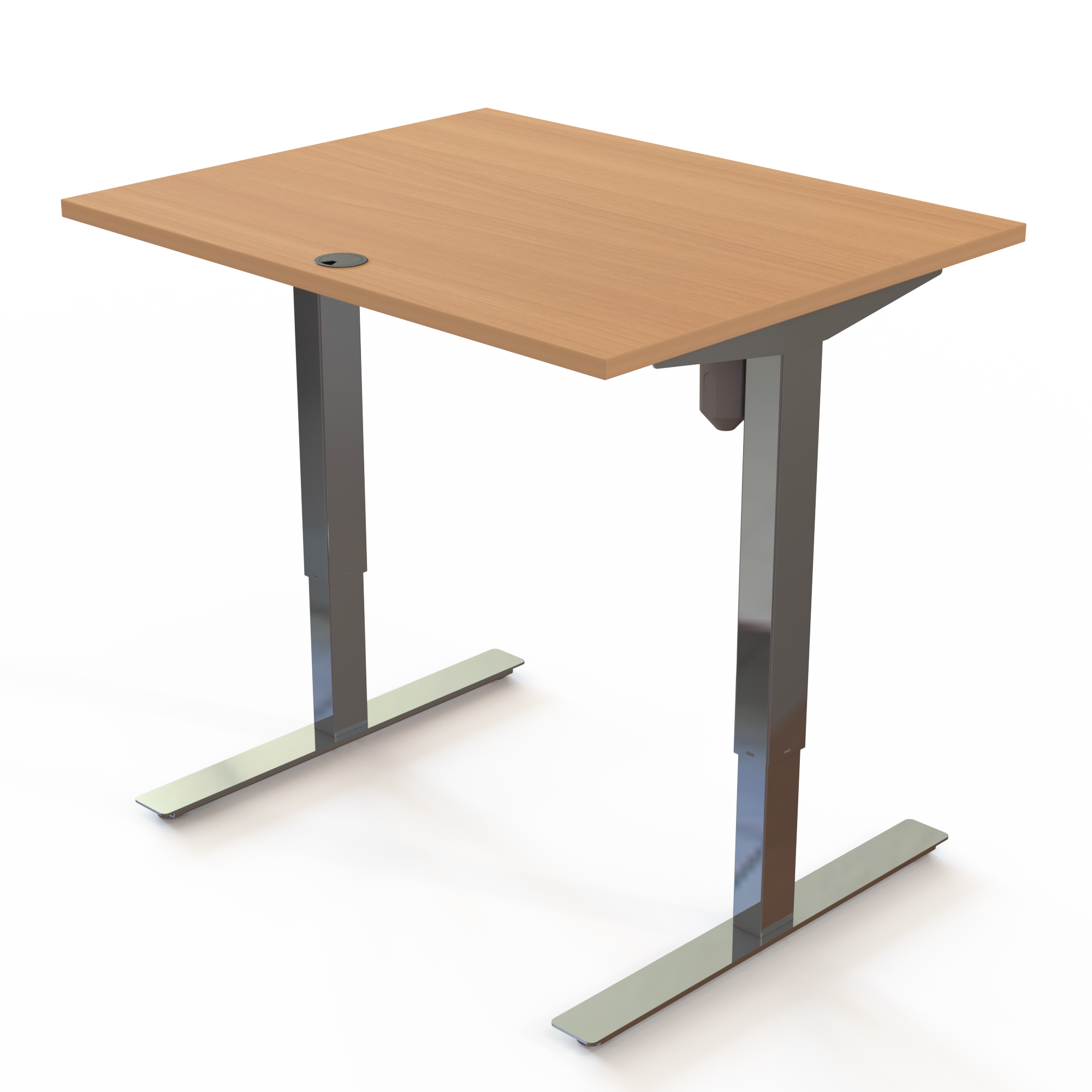 Height adjustable desk | 100x80 cm | Beech with chrome frame