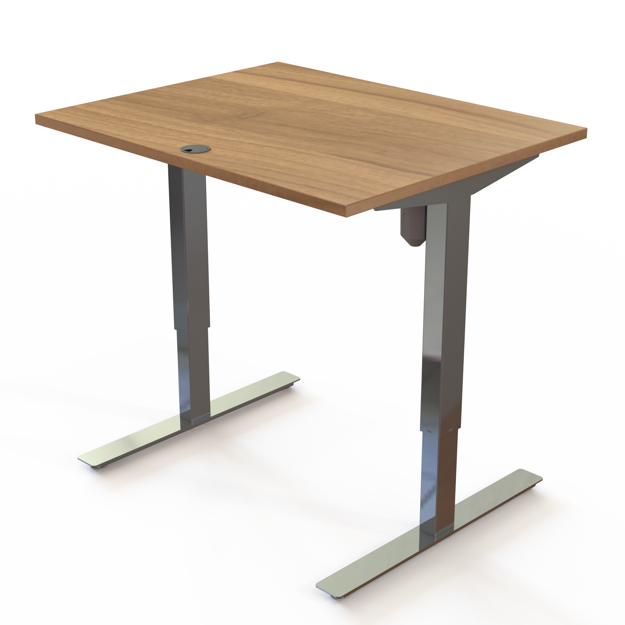 Height adjustable desk | 100x80 cm | Walnut with chrome frame