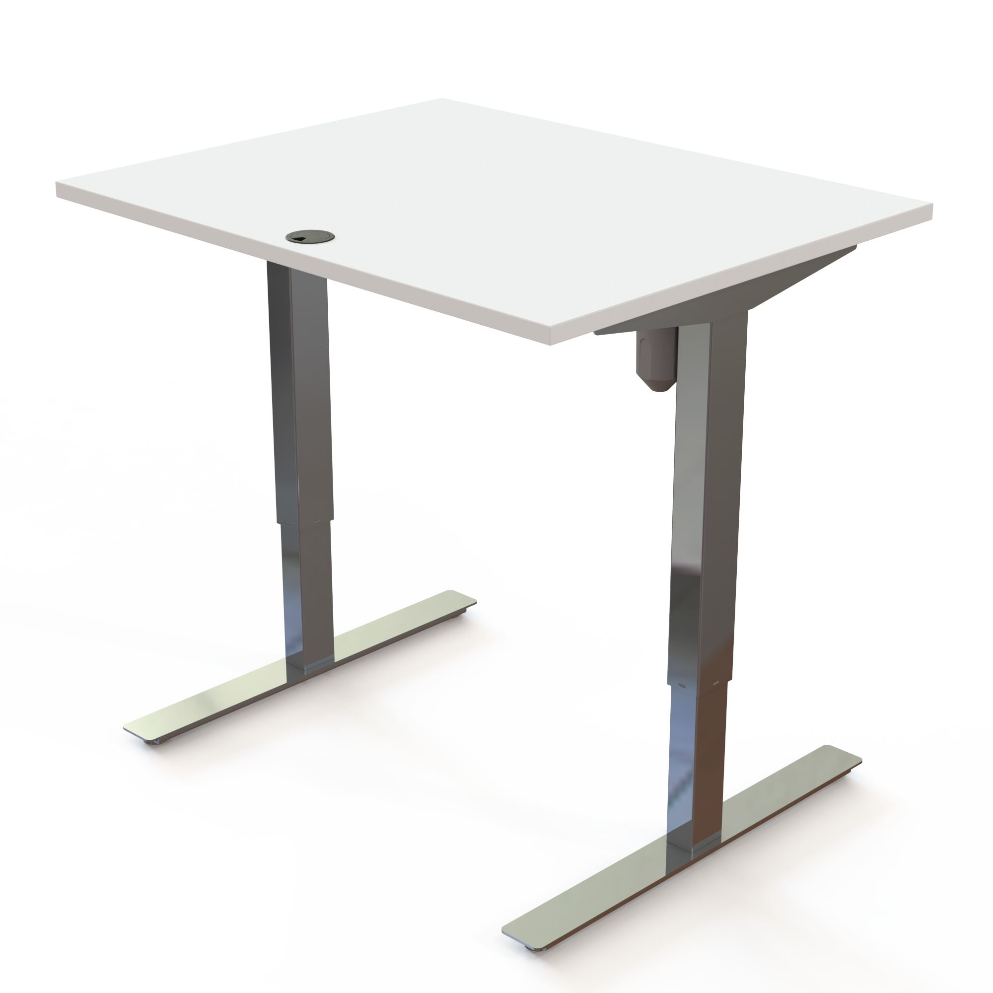 Height adjustable desk | 100x80 cm | White with chrome frame
