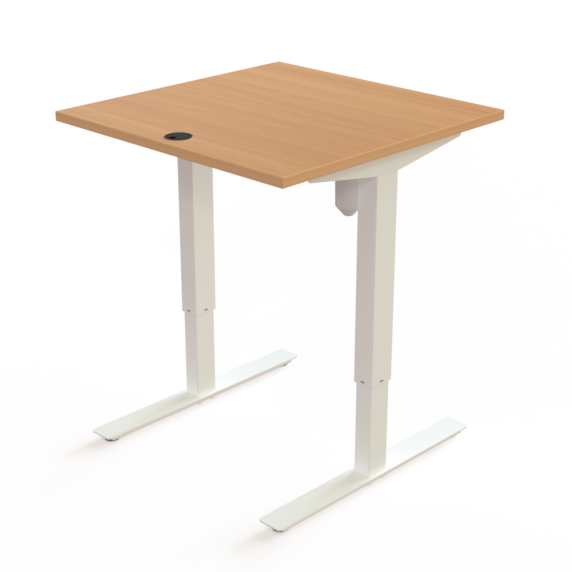 Height adjustable desk | 80x80 cm | Beech with white frame