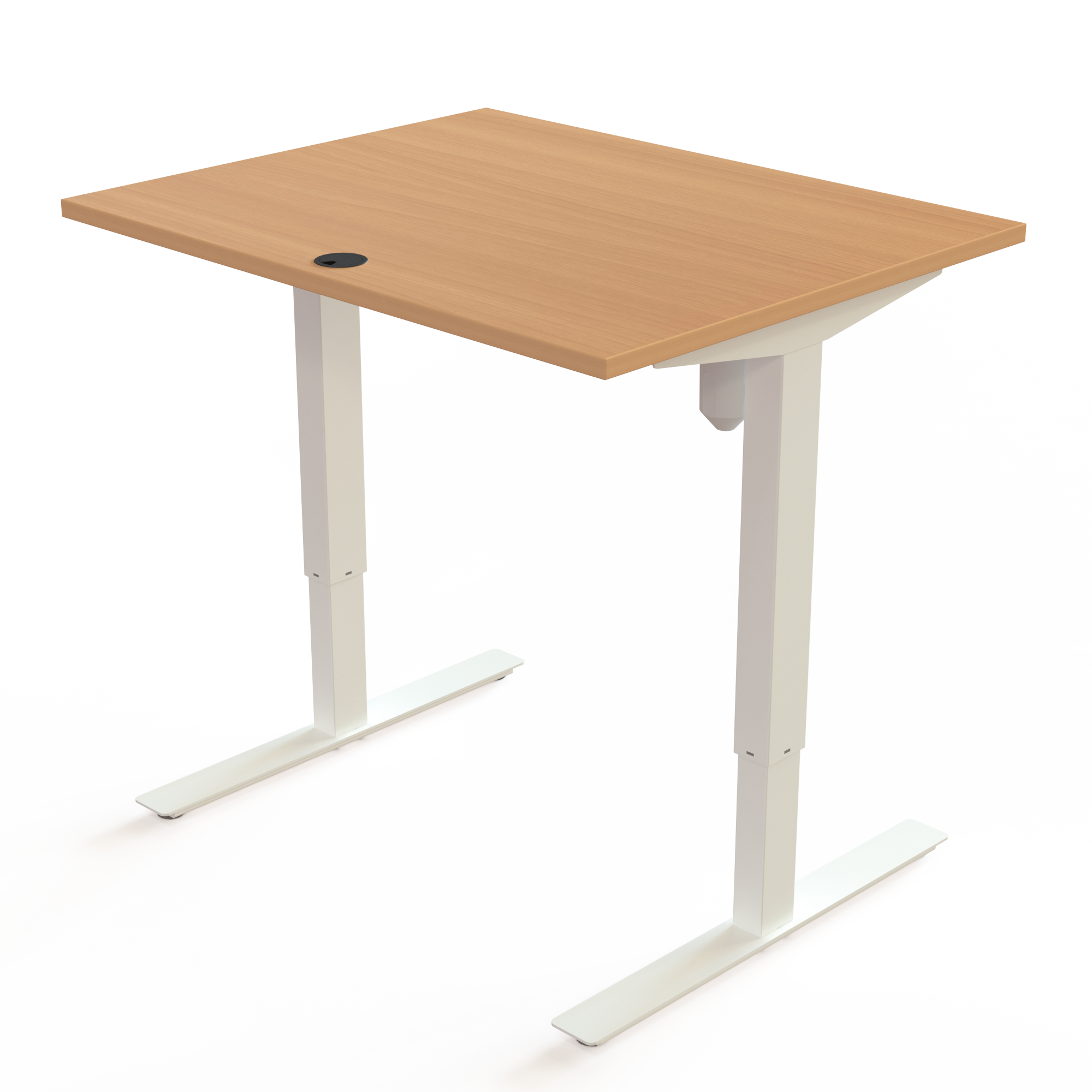 Height adjustable desk | 100x80 cm | Beech with white frame