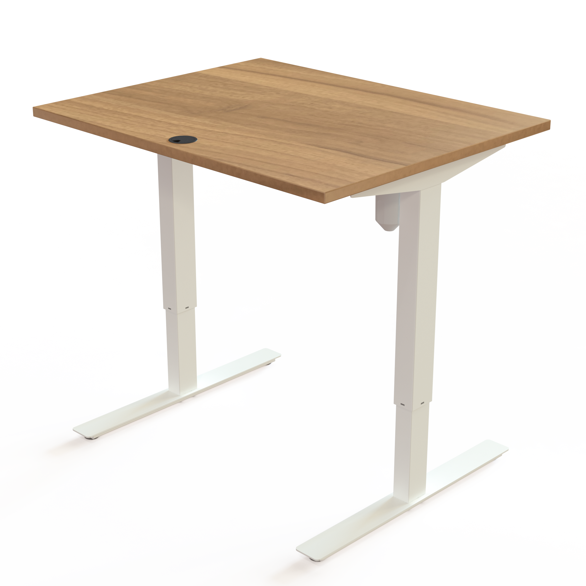 Height adjustable desk | 100x80 cm | Walnut with white frame