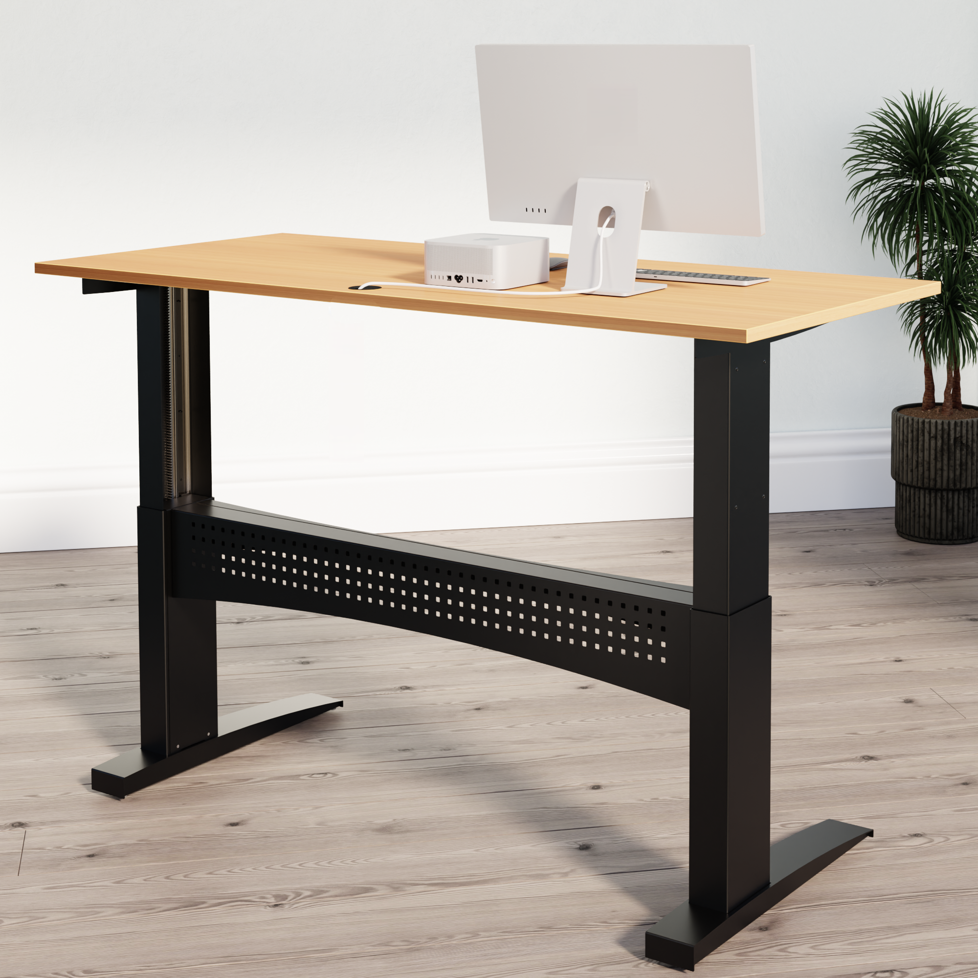 Electric Adjustable Desk | 120x80 cm | Beech with black frame