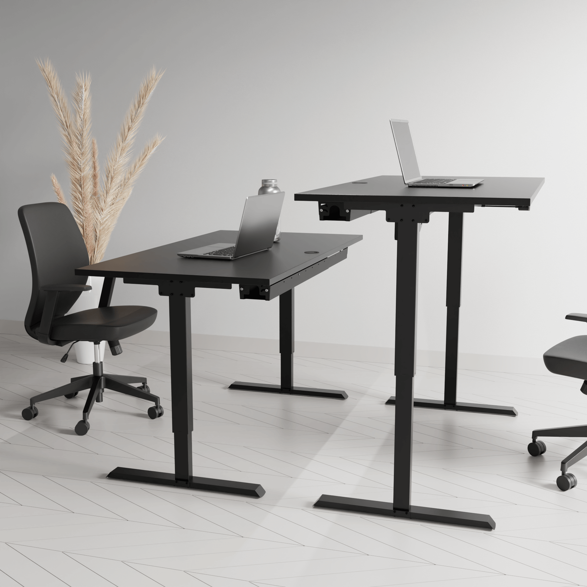 Electric Adjustable Desk | 160x80 cm | Black  with black frame