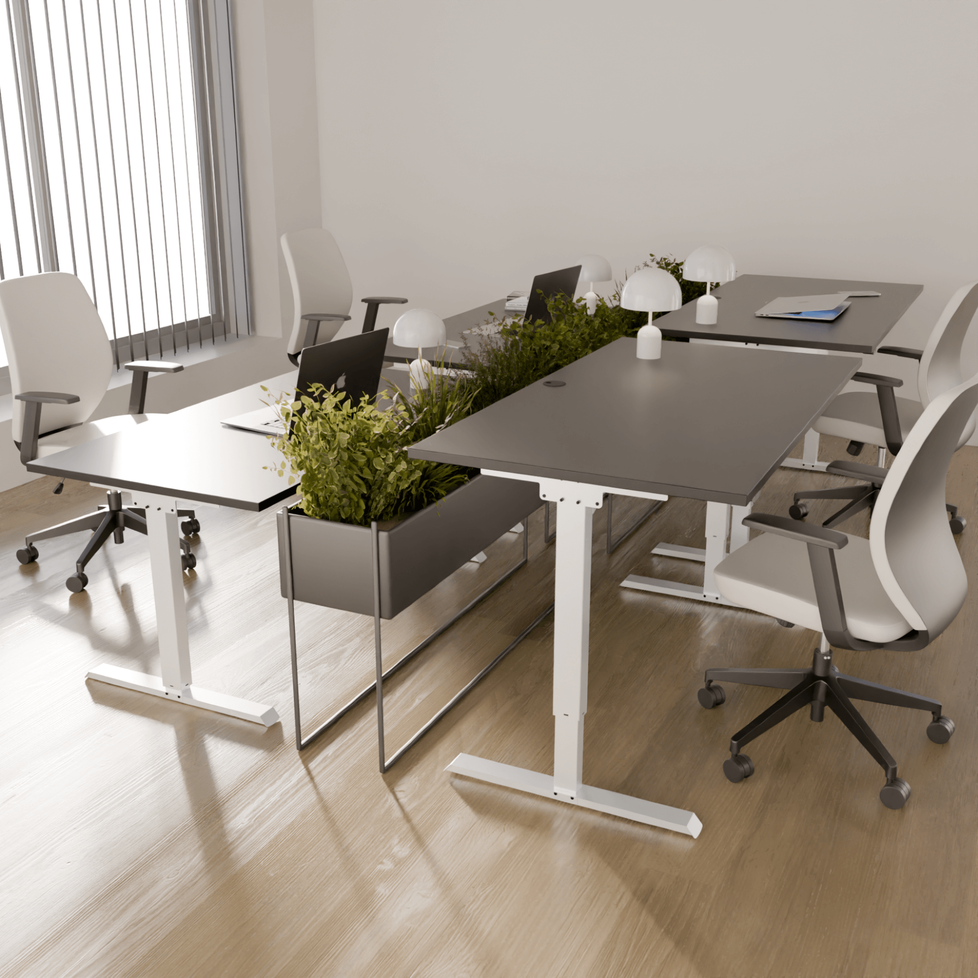 Electric Adjustable Desk | 160x80 cm | Black  with white frame