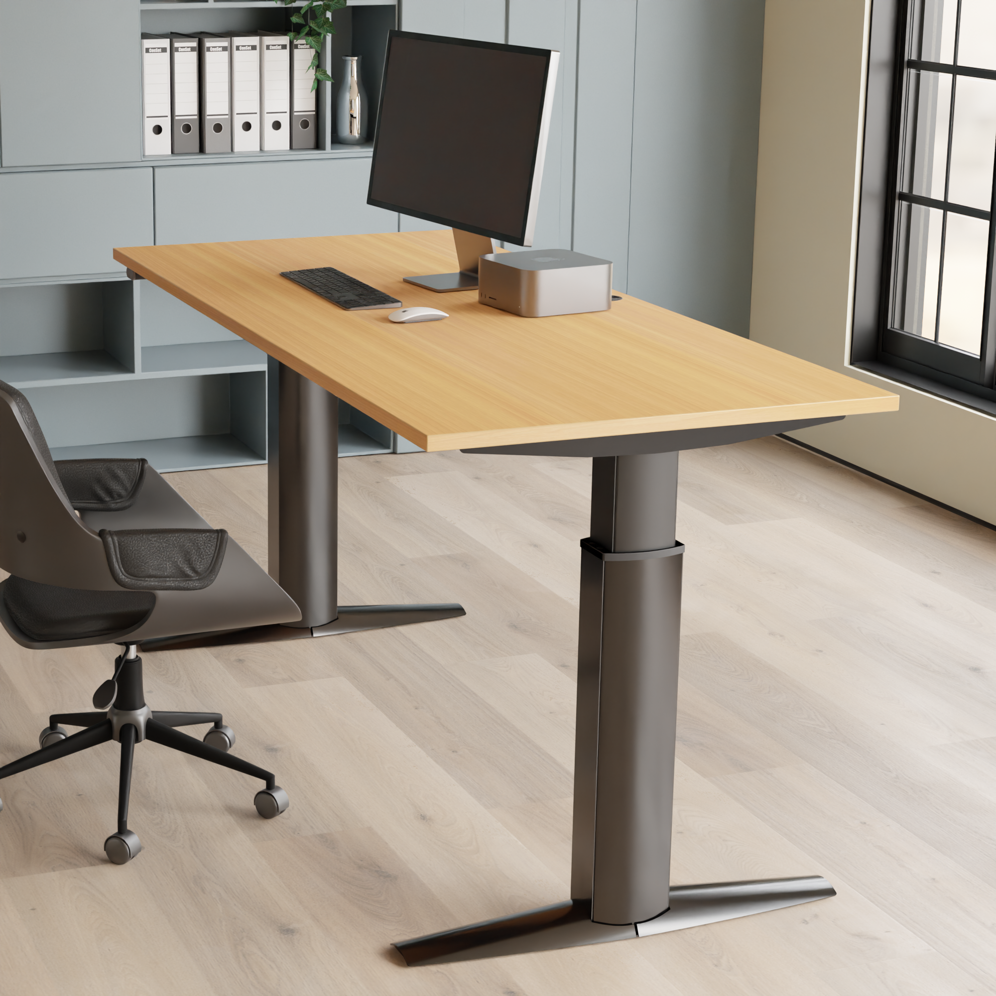 Electric Adjustable Desk | 180x80 cm | Beech with black frame