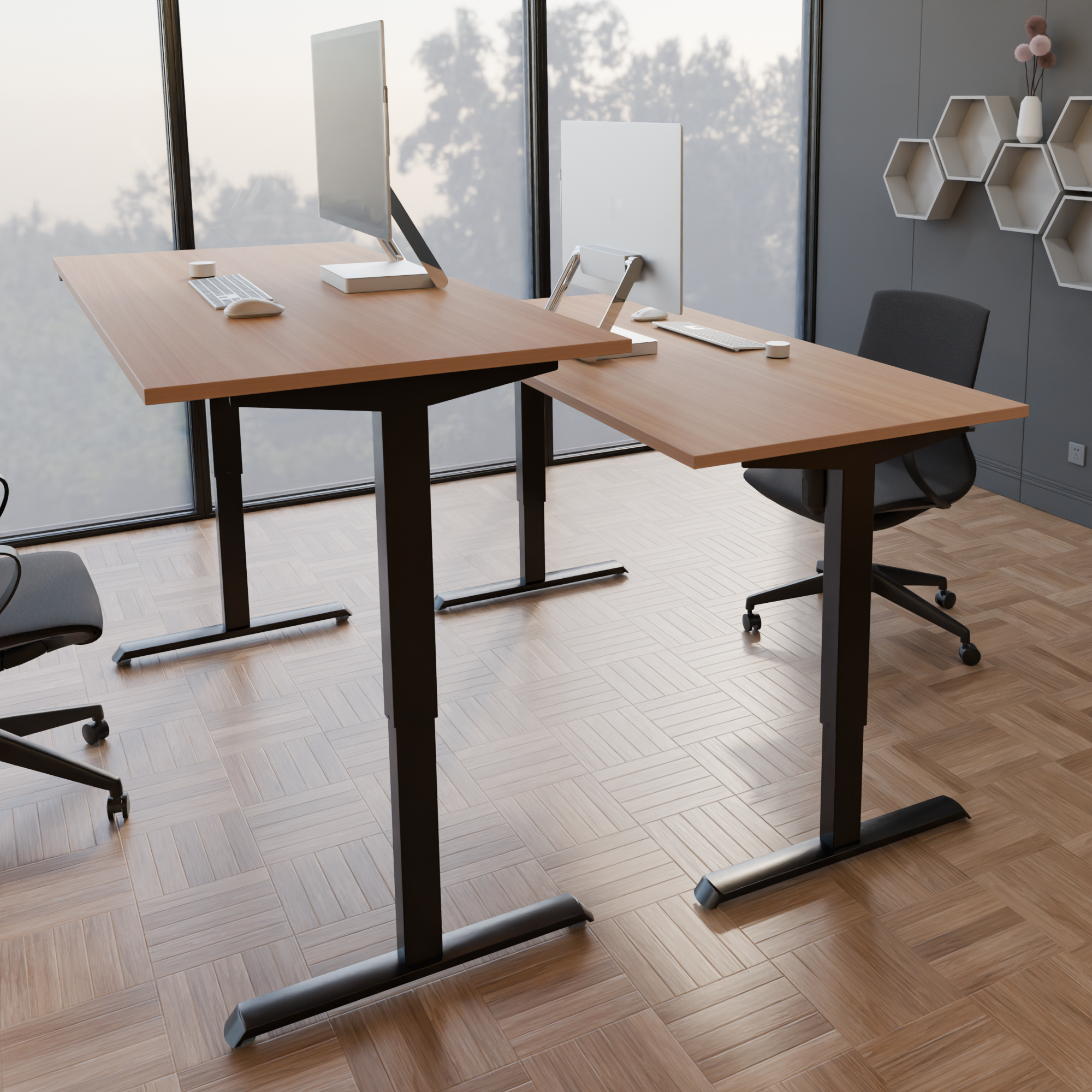 Electric Adjustable Desk | 120x80 cm | Beech with black frame