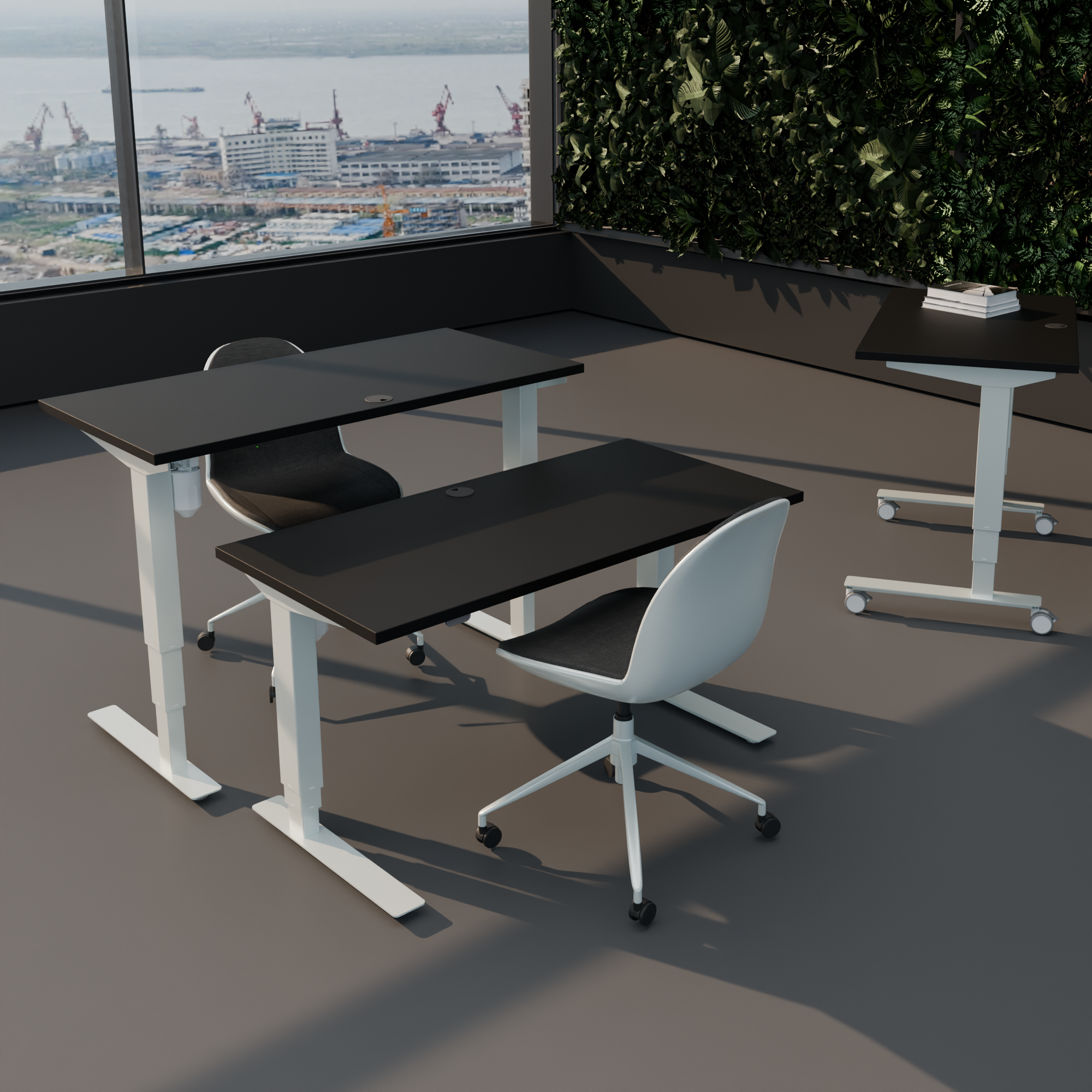 Electric Adjustable Desk | 160x80 cm | Black  with white frame