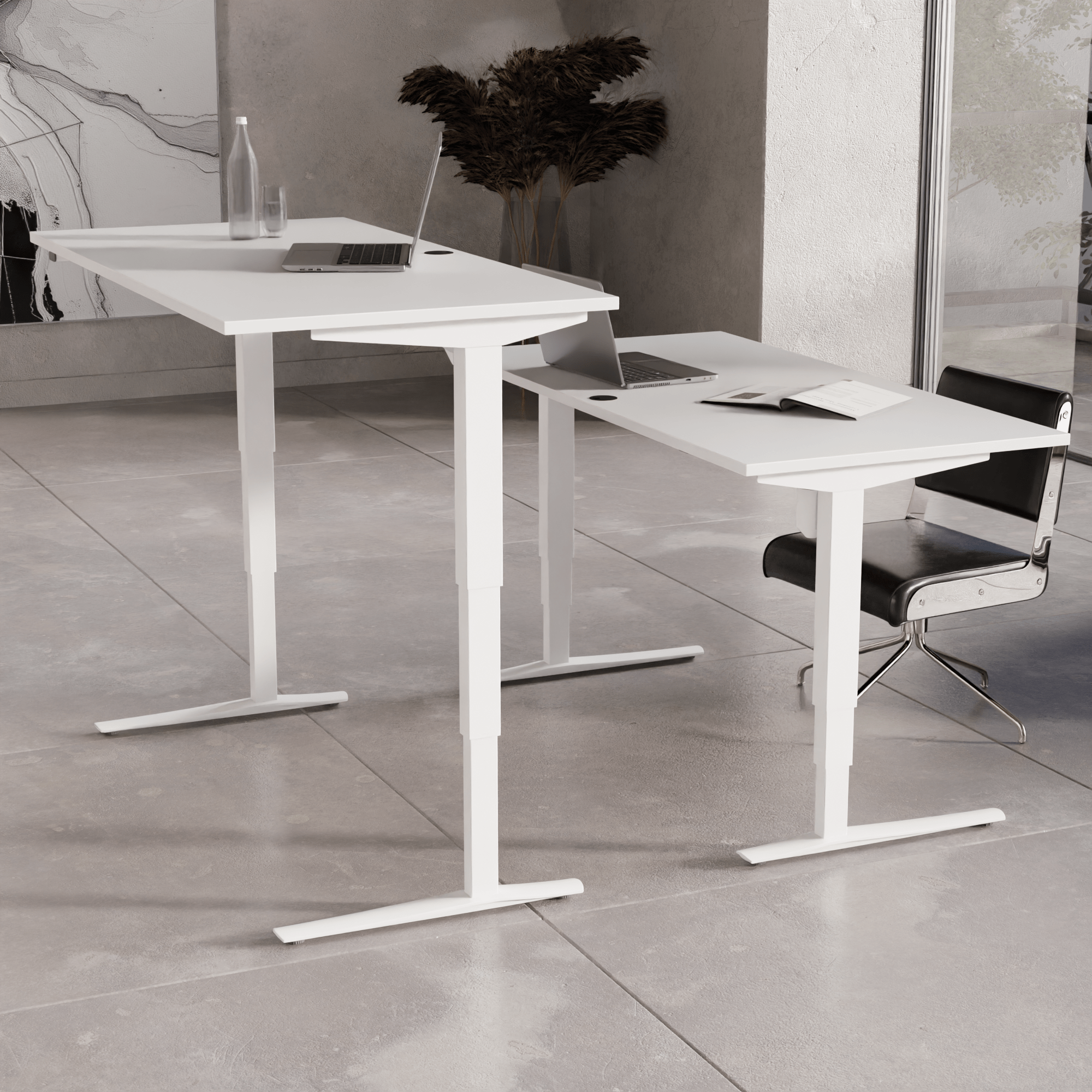 Electric Adjustable Desk | 120x80 cm | White with white frame