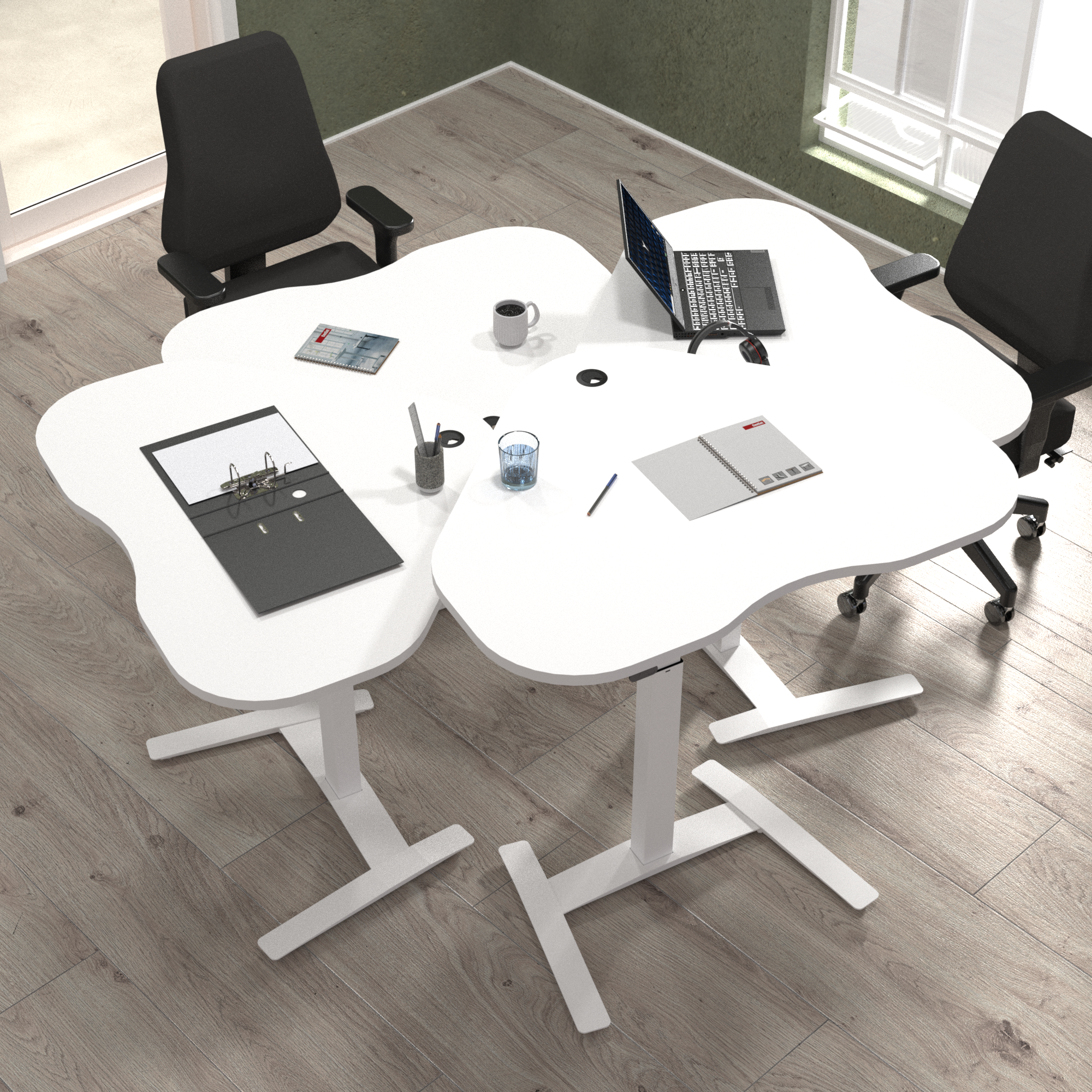 Electric Adjustable Desk | 117x90 cm | White with white frame