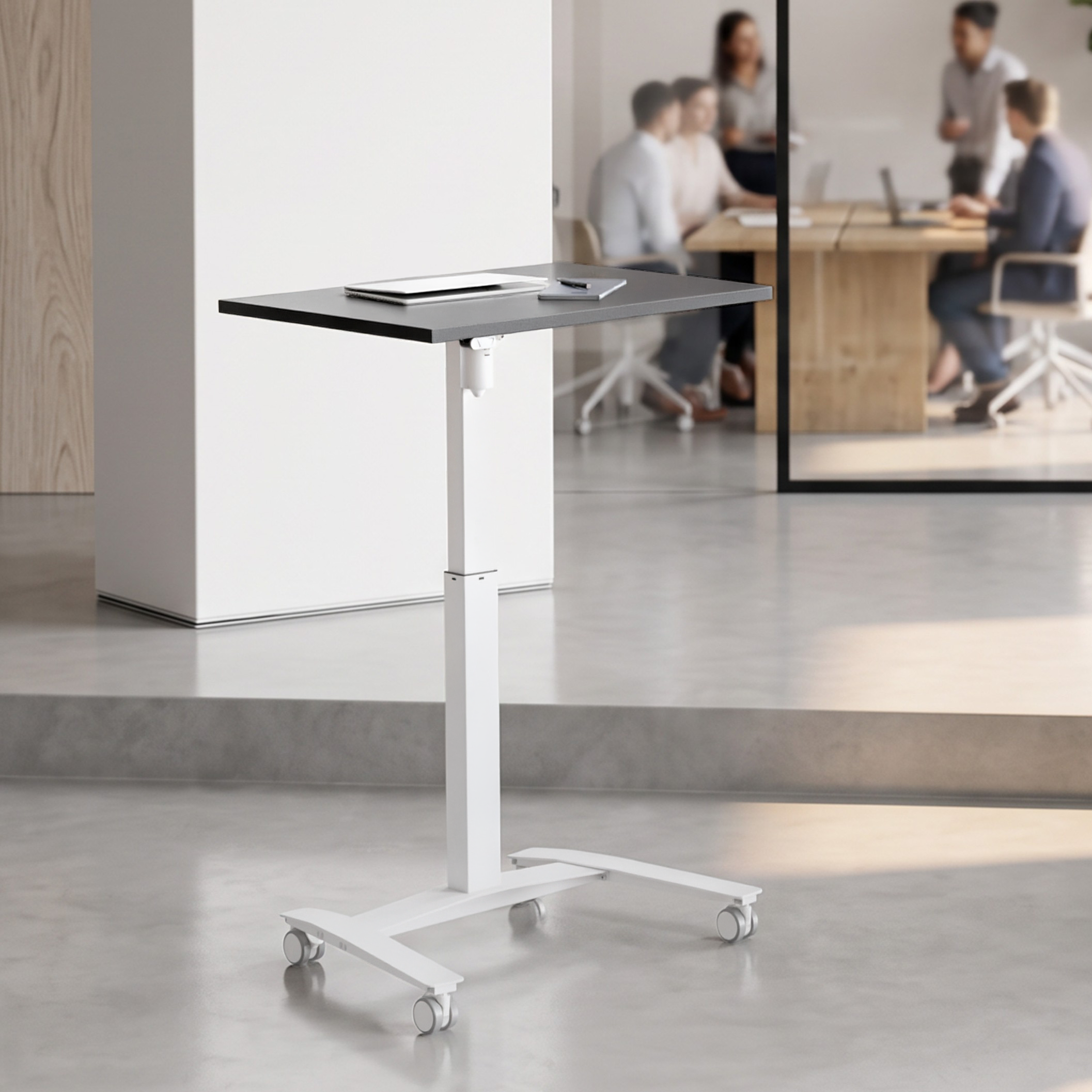 Height adjustable desk | 80x60 cm | Black  with white frame