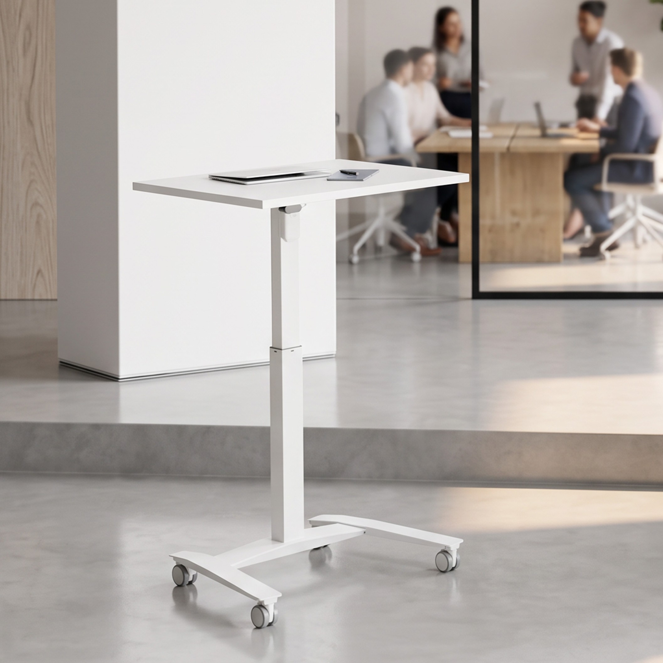 Height adjustable desk | 80x60 cm | White with white frame