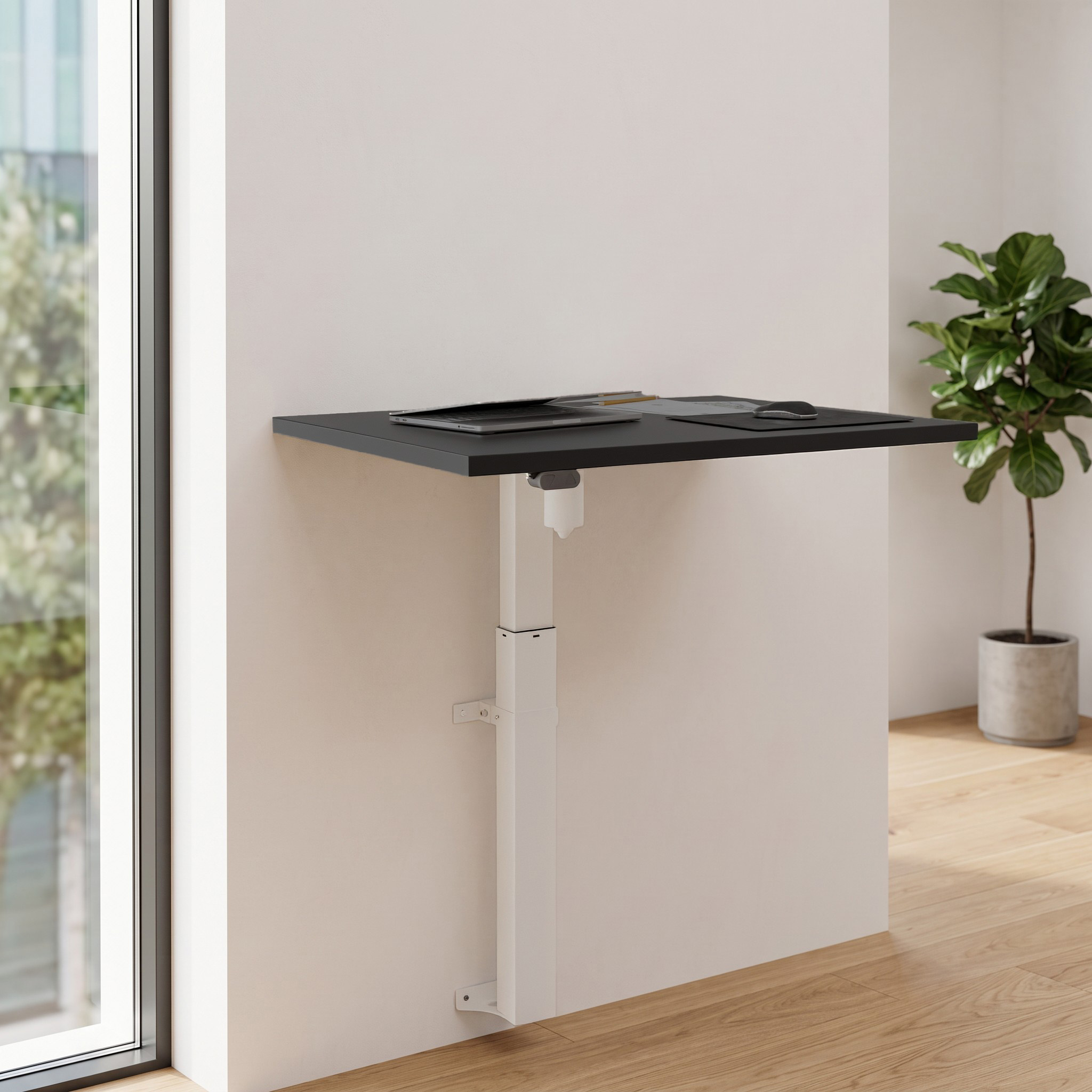 Height adjustable desk | 80x60 cm | Black  with white frame
