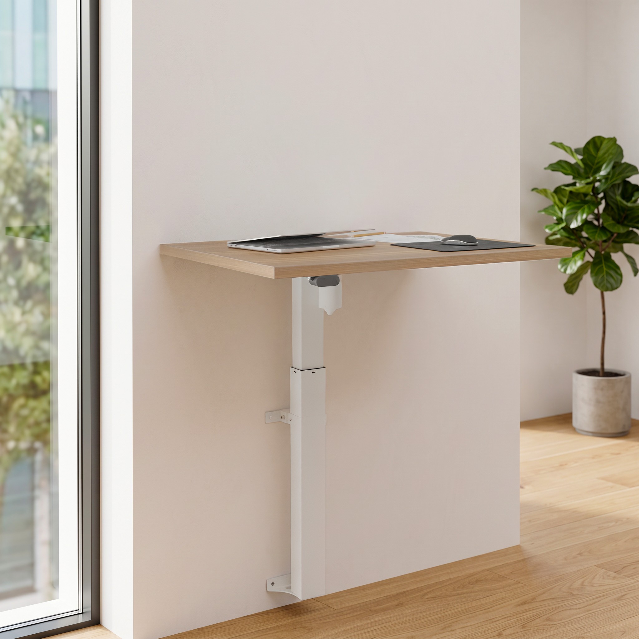 Height adjustable desk | 80x60 cm | Walnut with white frame