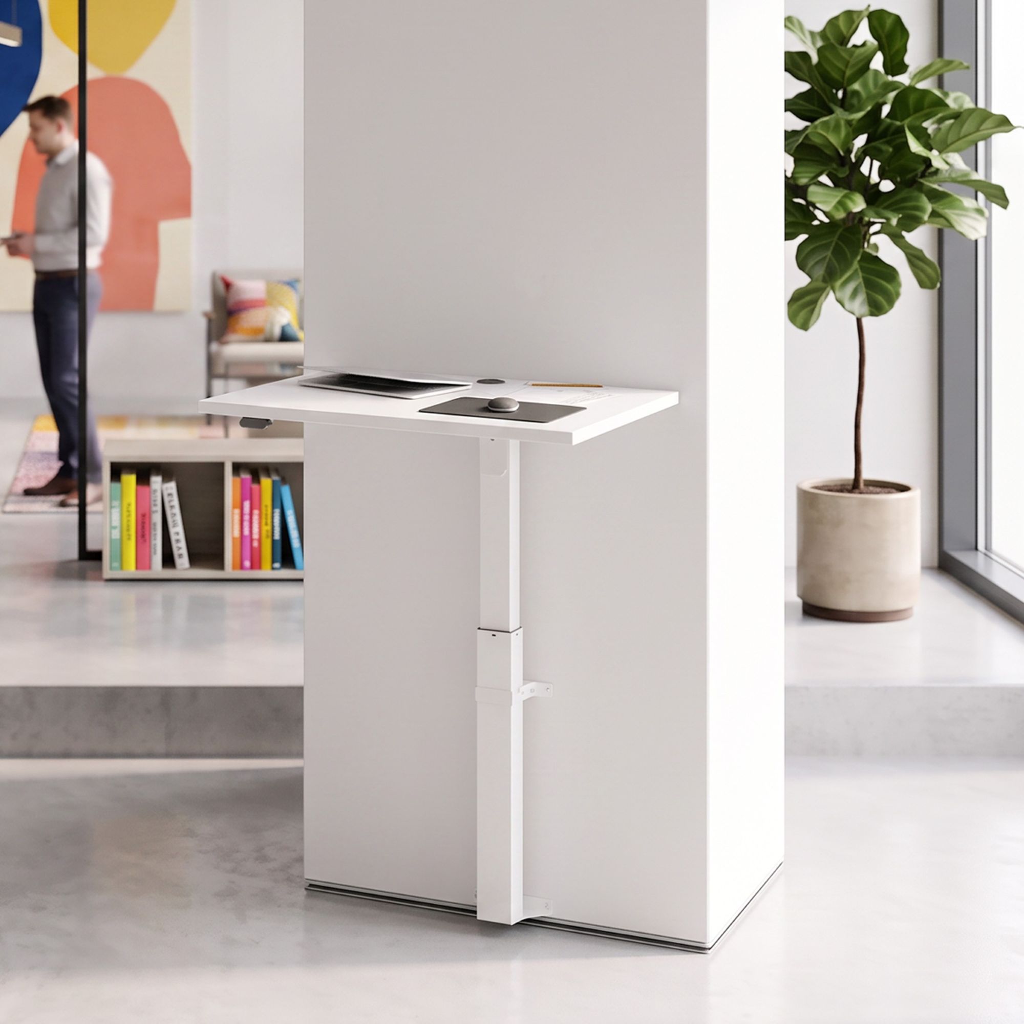 Height adjustable desk | 80x60 cm | White with white frame